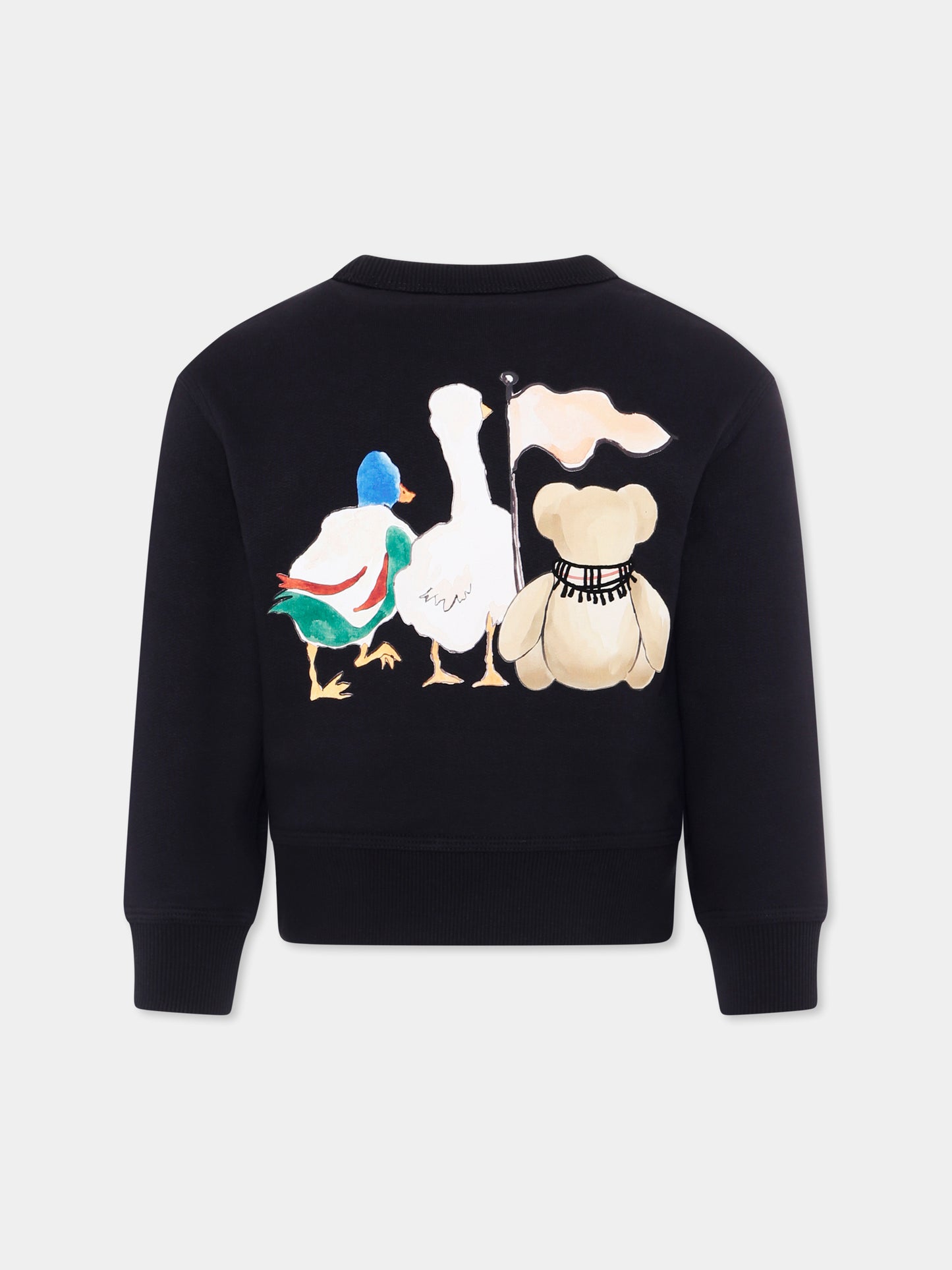 Felpa nera per bambina con orsetto e amici animali,Burberry Kids,8108574 A1189