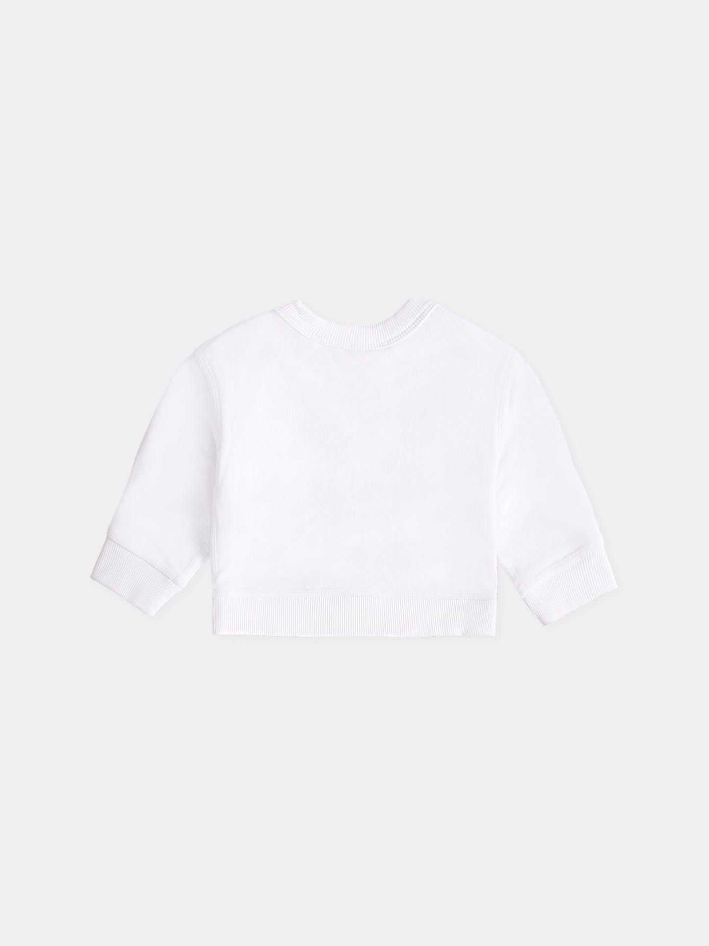 Felpa bianca per neonati con orsetto e logo,Burberry Kids,8108918 A1464