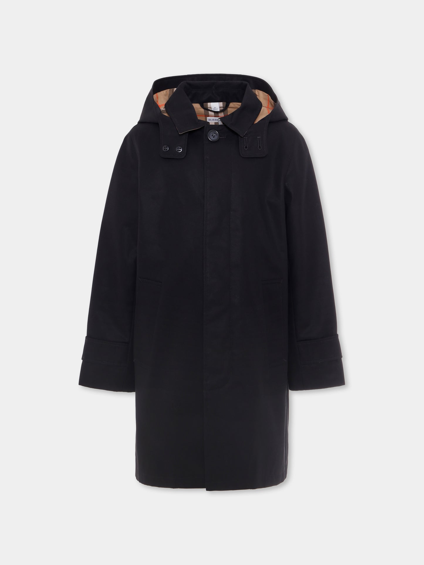 Impermeabile nero per bambini con check vintage,Burberry Kids,8109261 A1189