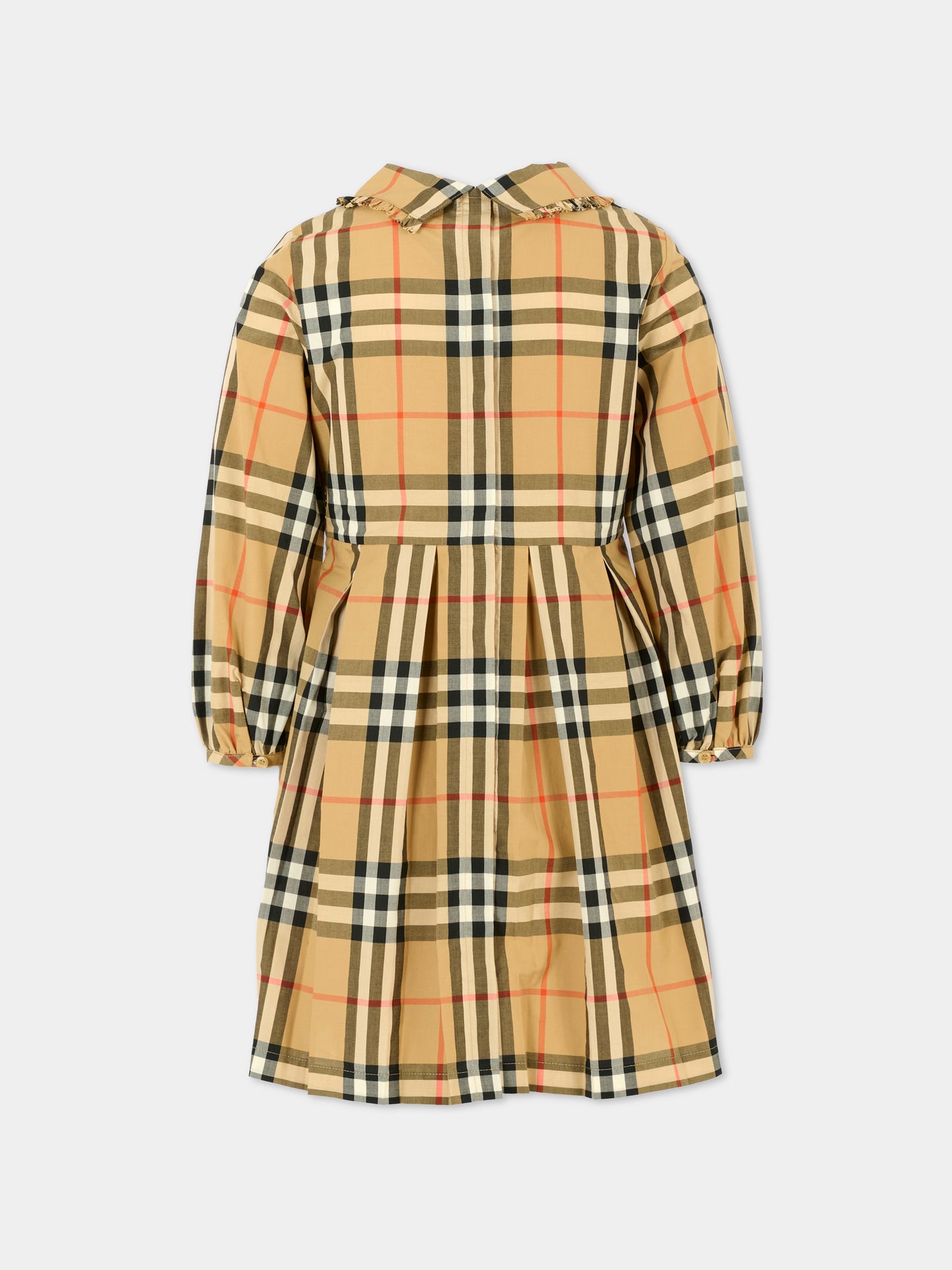 Vestito beige per bambina con check vintage,Burberry Kids,8108991 B9368
