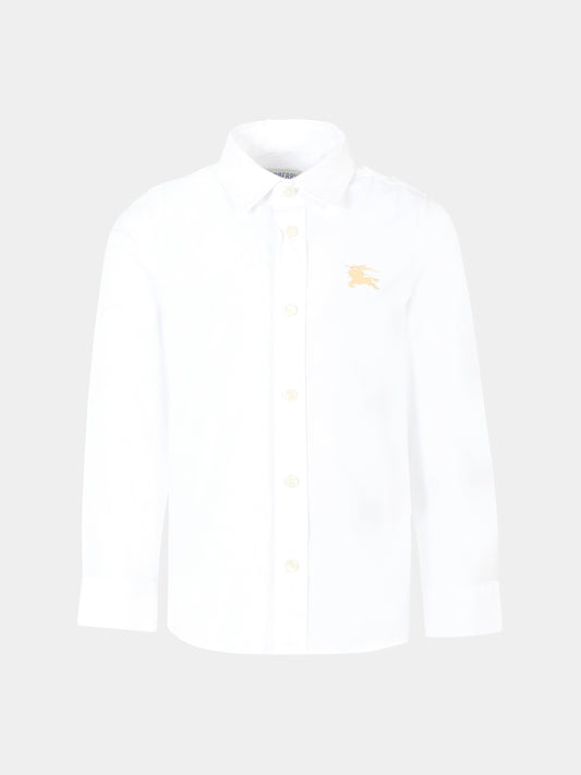 Camicia bianca per bambino con logo bianco,Burberry Kids,8108990 A1464