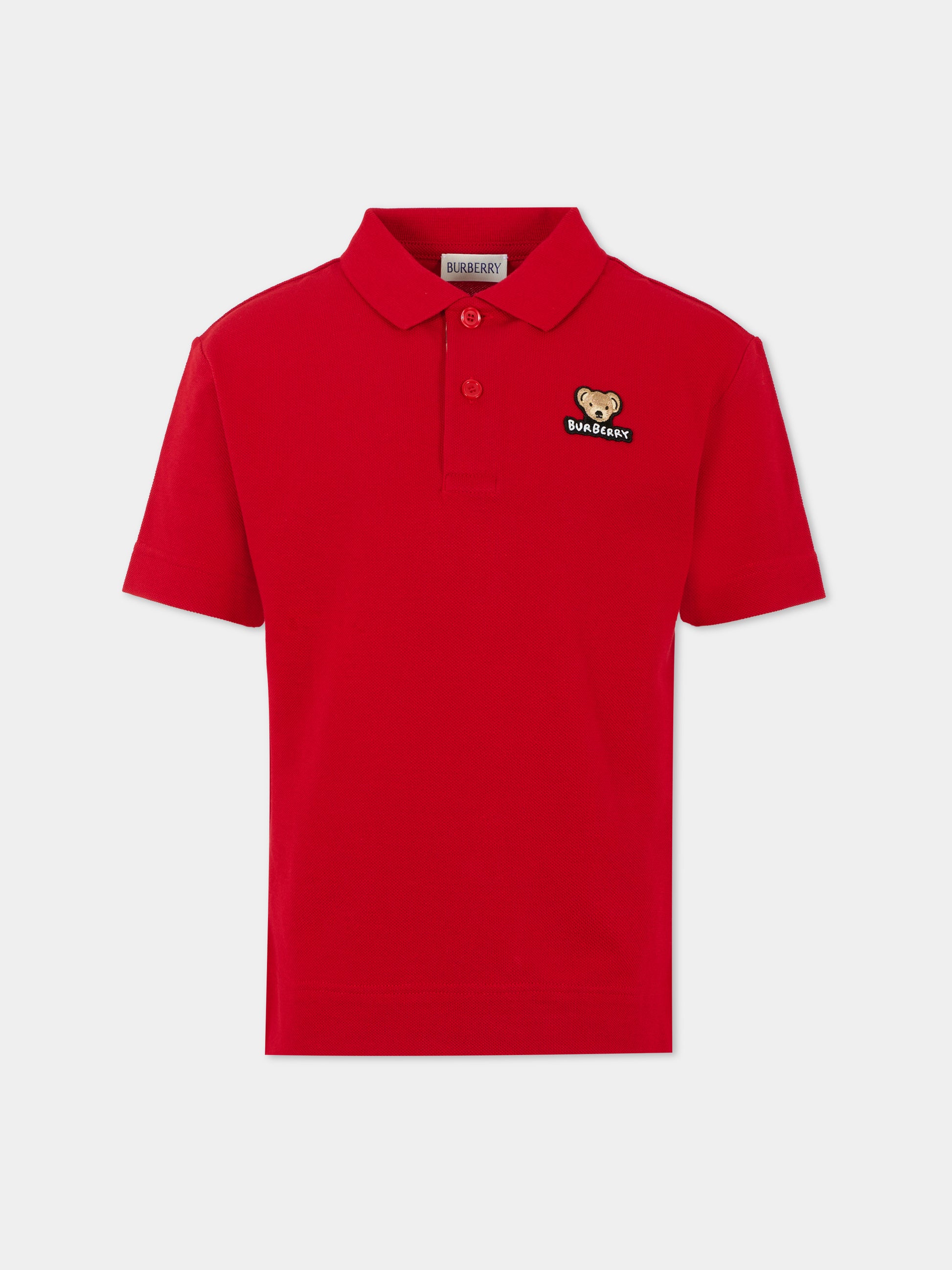 Polo rossa per bambino con Thomas Bear,Burberry Kids,8111911 A4535