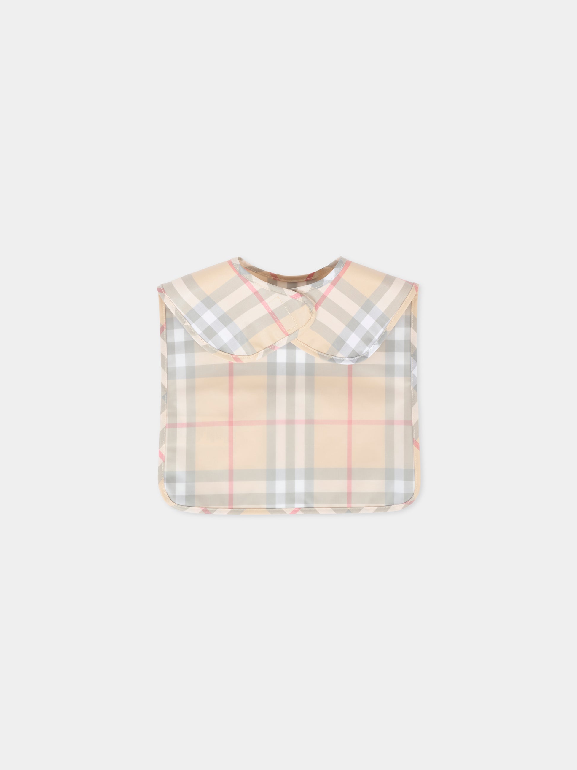 Bavaglino beige per neonati con check vintage,Burberry Kids,8112501 A2205