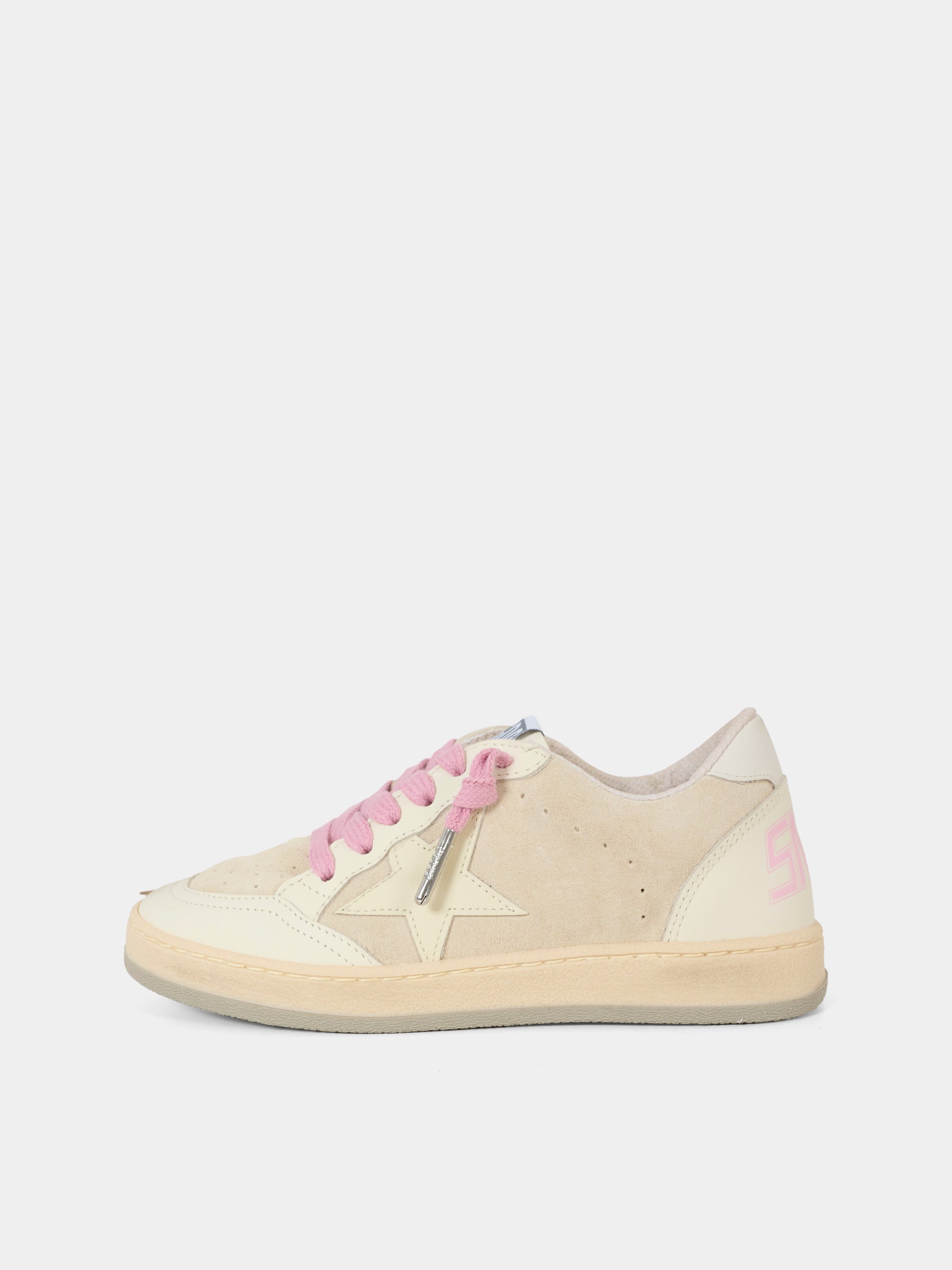 Sneakers Ball Star grigie per bambina con logo e stella,Golden Goose,GJF00439 F007308 15763