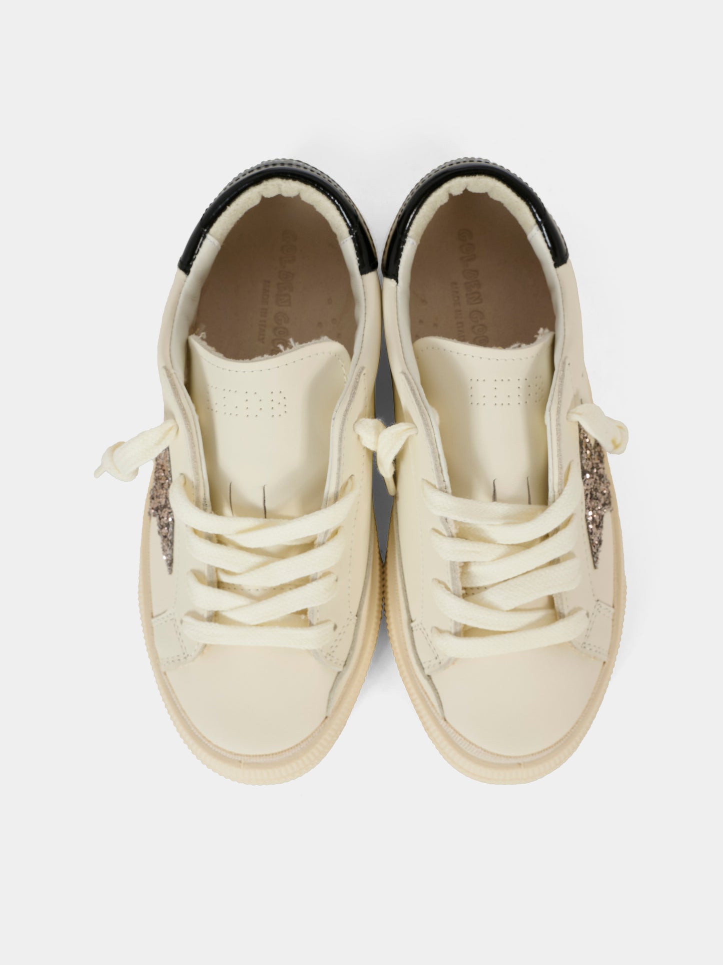 Sneakers May avorio per bambina con stella,Golden Goose,GJF00112 F007442 82985