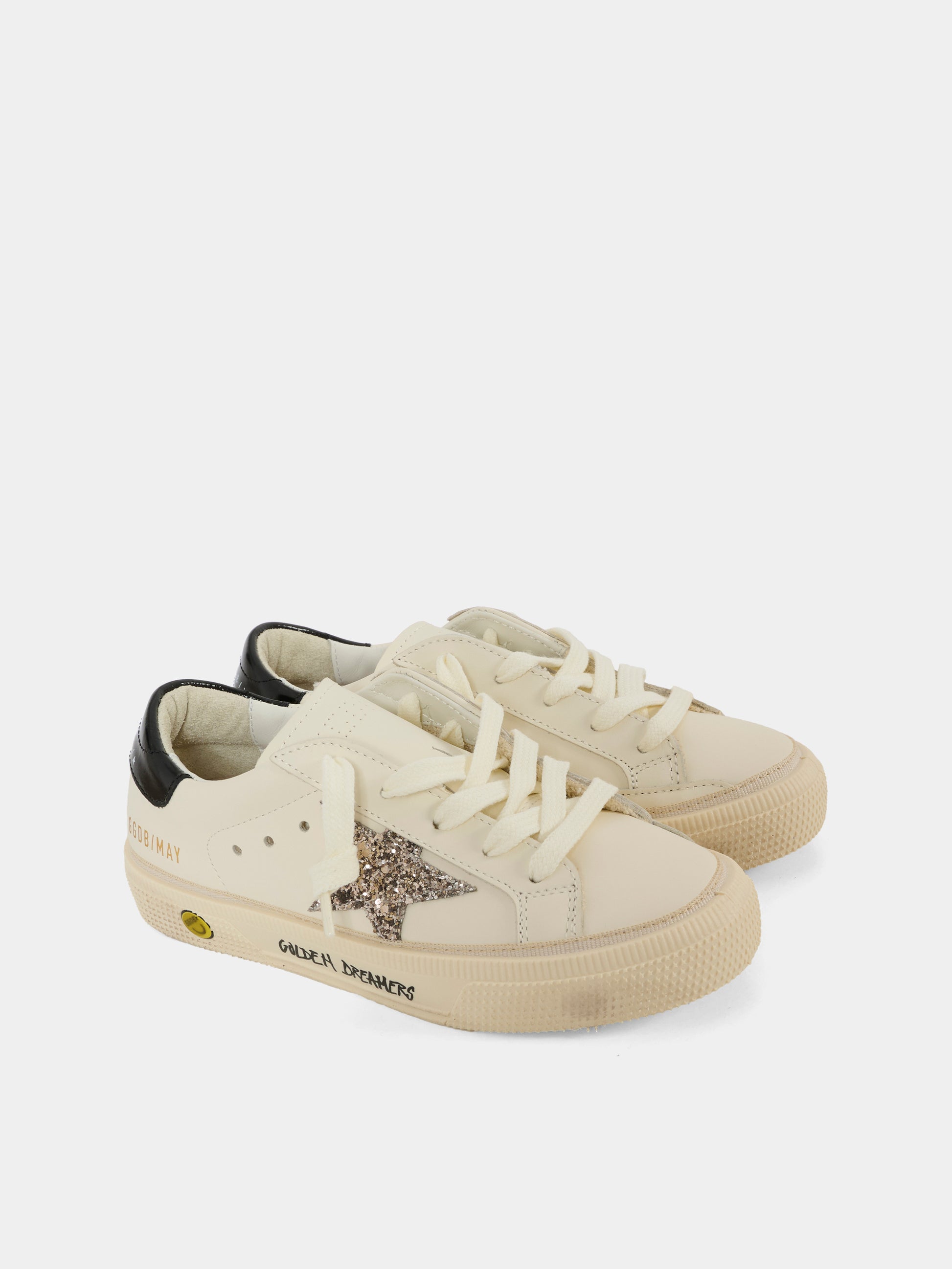 Sneakers May avorio per bambina con stella,Golden Goose,GJF00112 F007442 82985