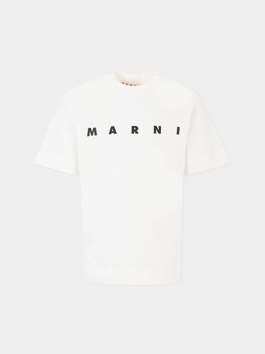 T-shirt bianca per bambini con logo nero,Marni Kids,M002MV M00RF 0M114