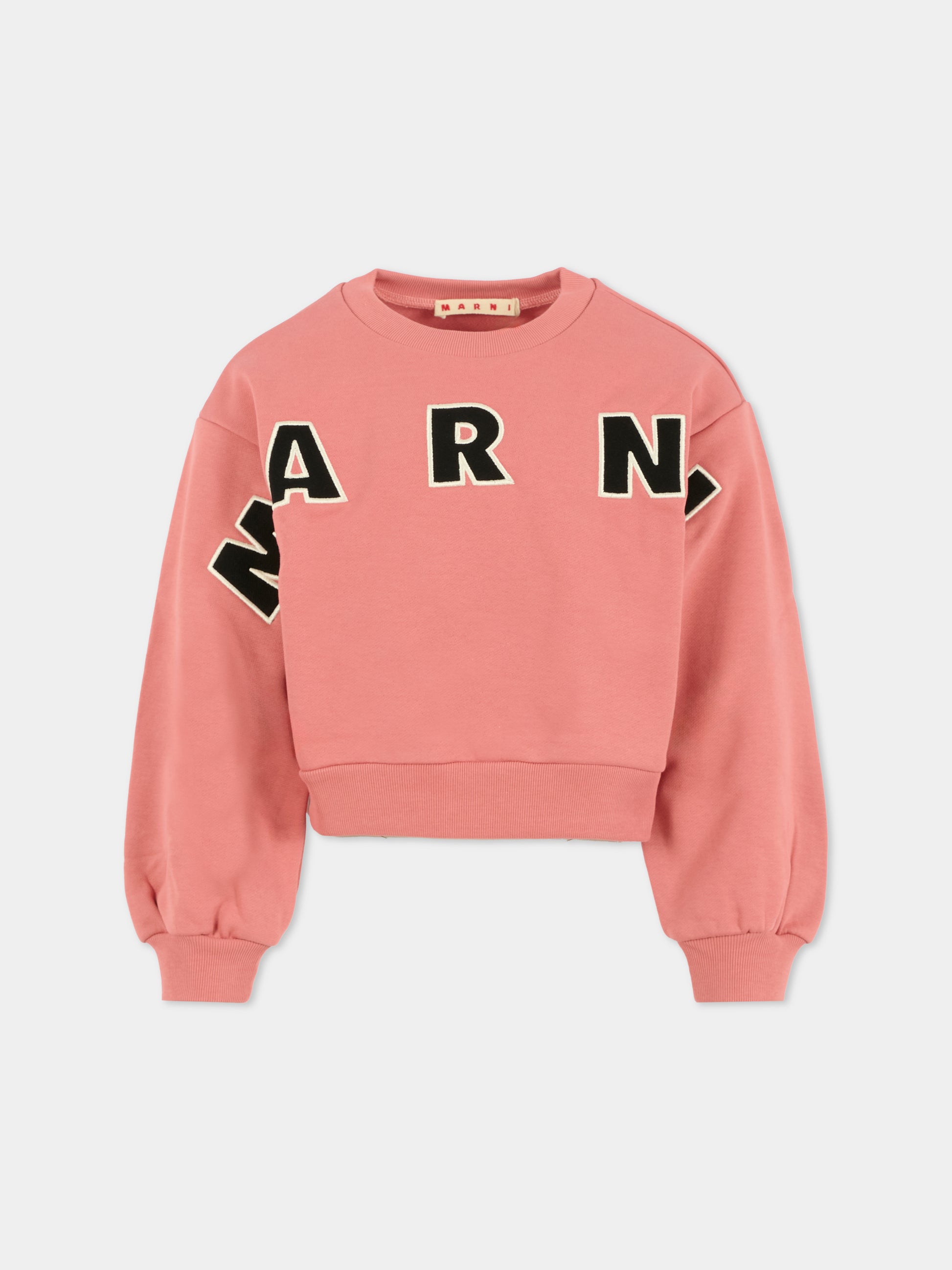Felpa crop rosa per bambina con logo,Marni Kids,M01193 M00V0 0M350