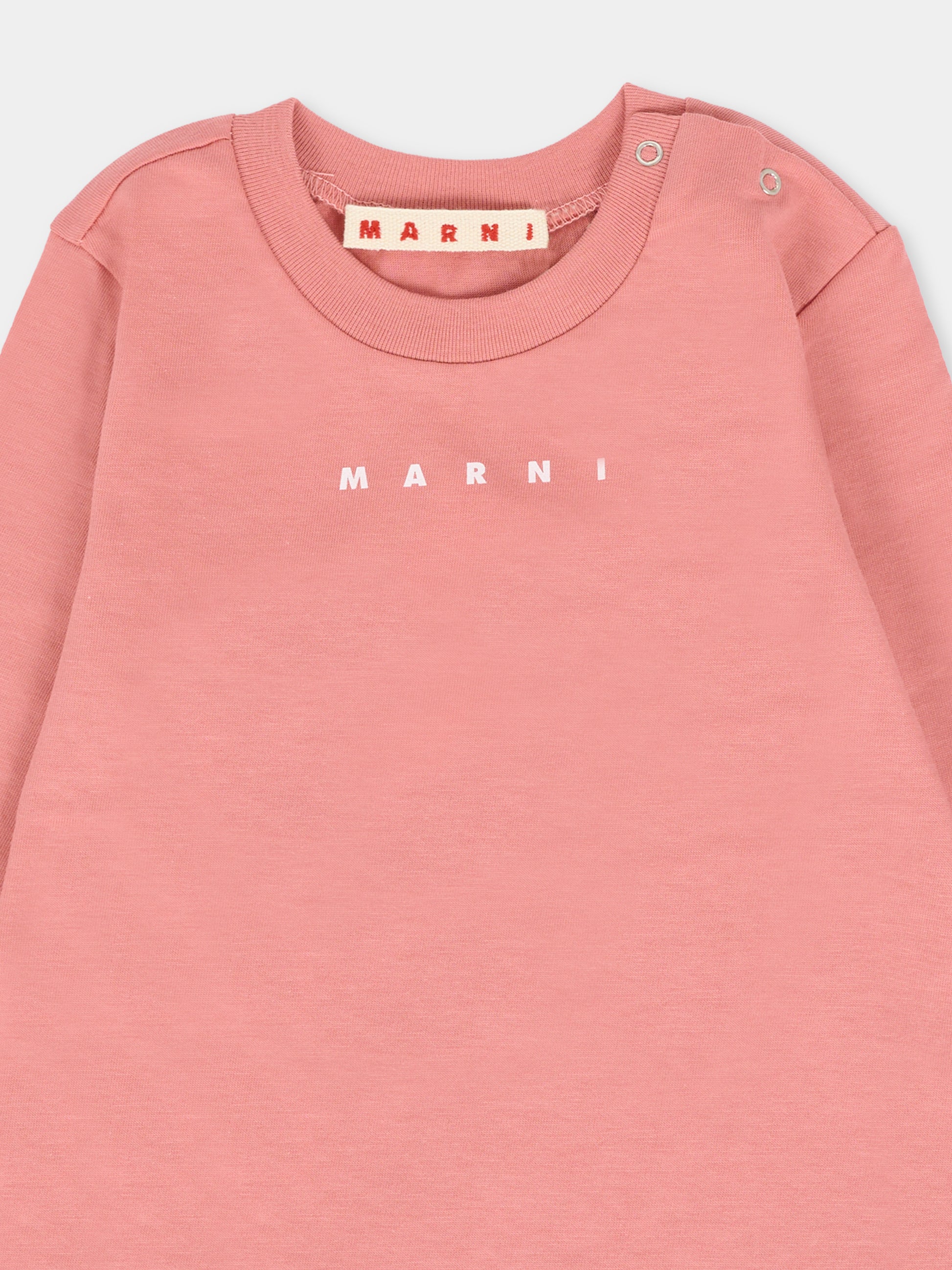 T-shirt rosa per neonata con logo,Marni Kids,M01529 M00RF 0M350