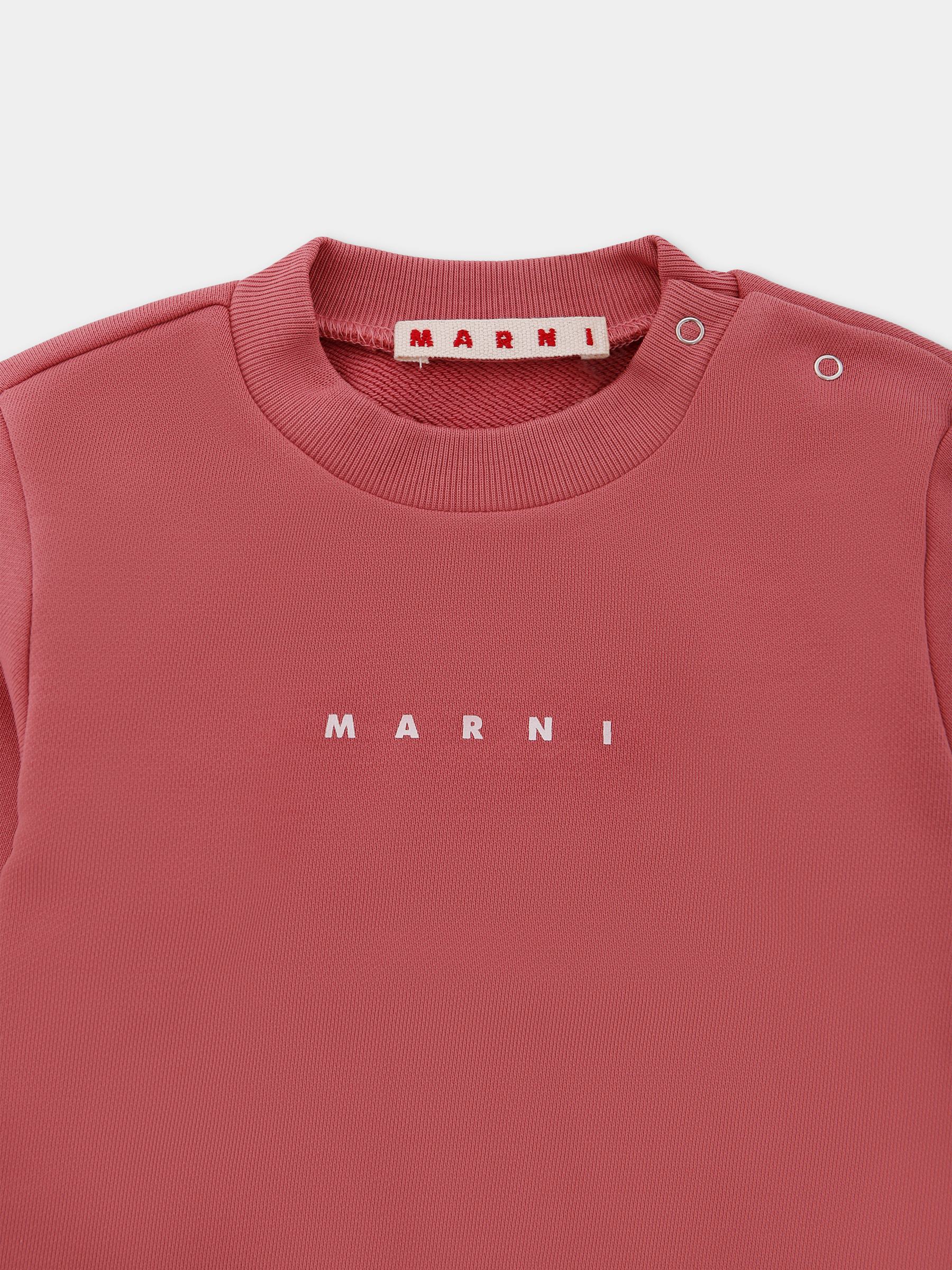 Felpa rosa per neonata con logo,Marni Kids,M01531 M00V0 0M350