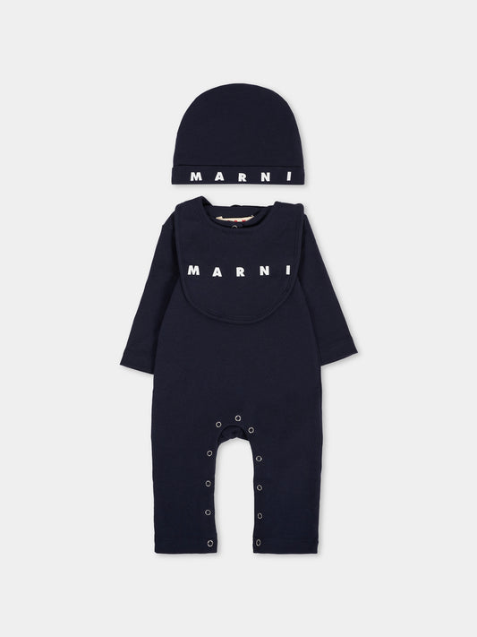 Set tutina blu per neonato con logo,Marni Kids,M01532 M00UL 0M857