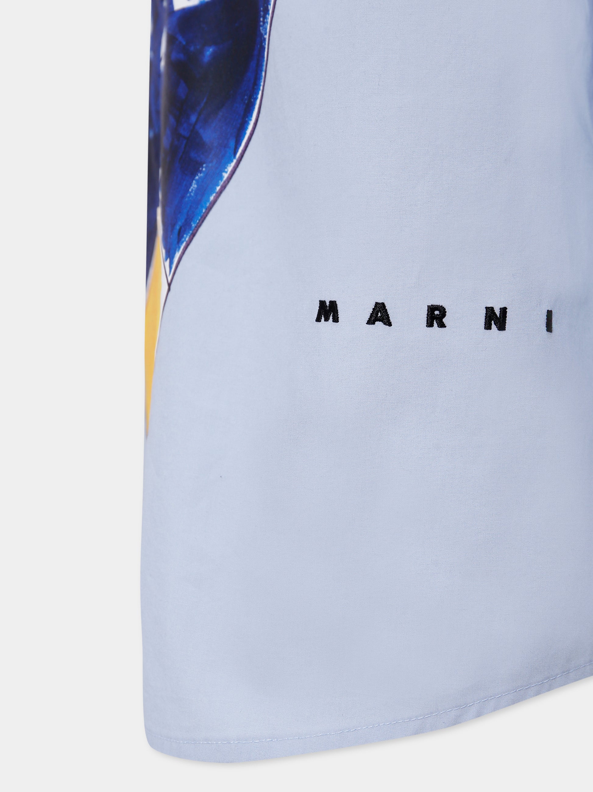 Camicia  azzurra per bambino con stampa jungle,Marni Kids,M01580 M00UW 0M855