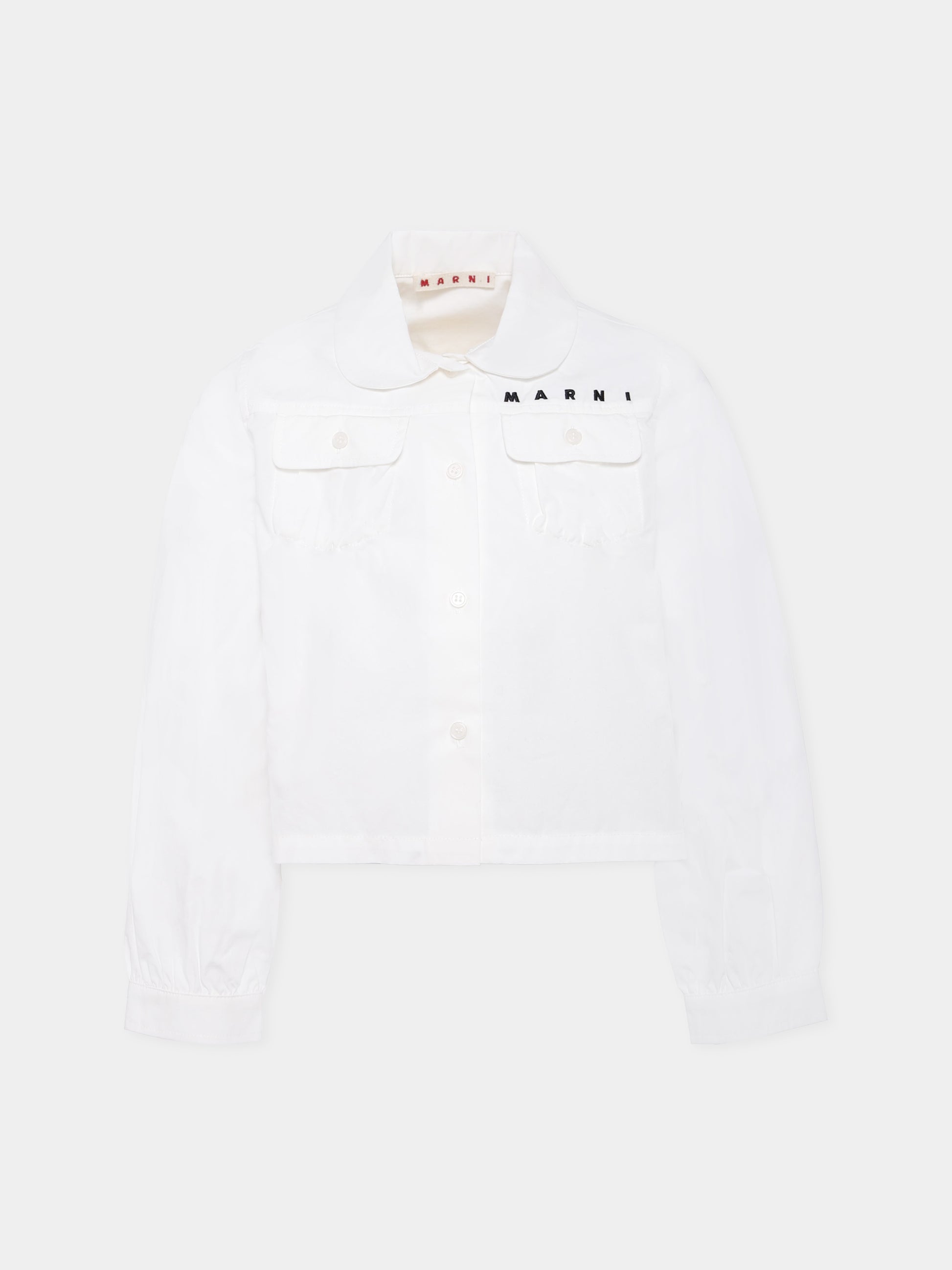Camicia bianca per bambina con logo,Marni Kids,M01588 M00UW 0M114