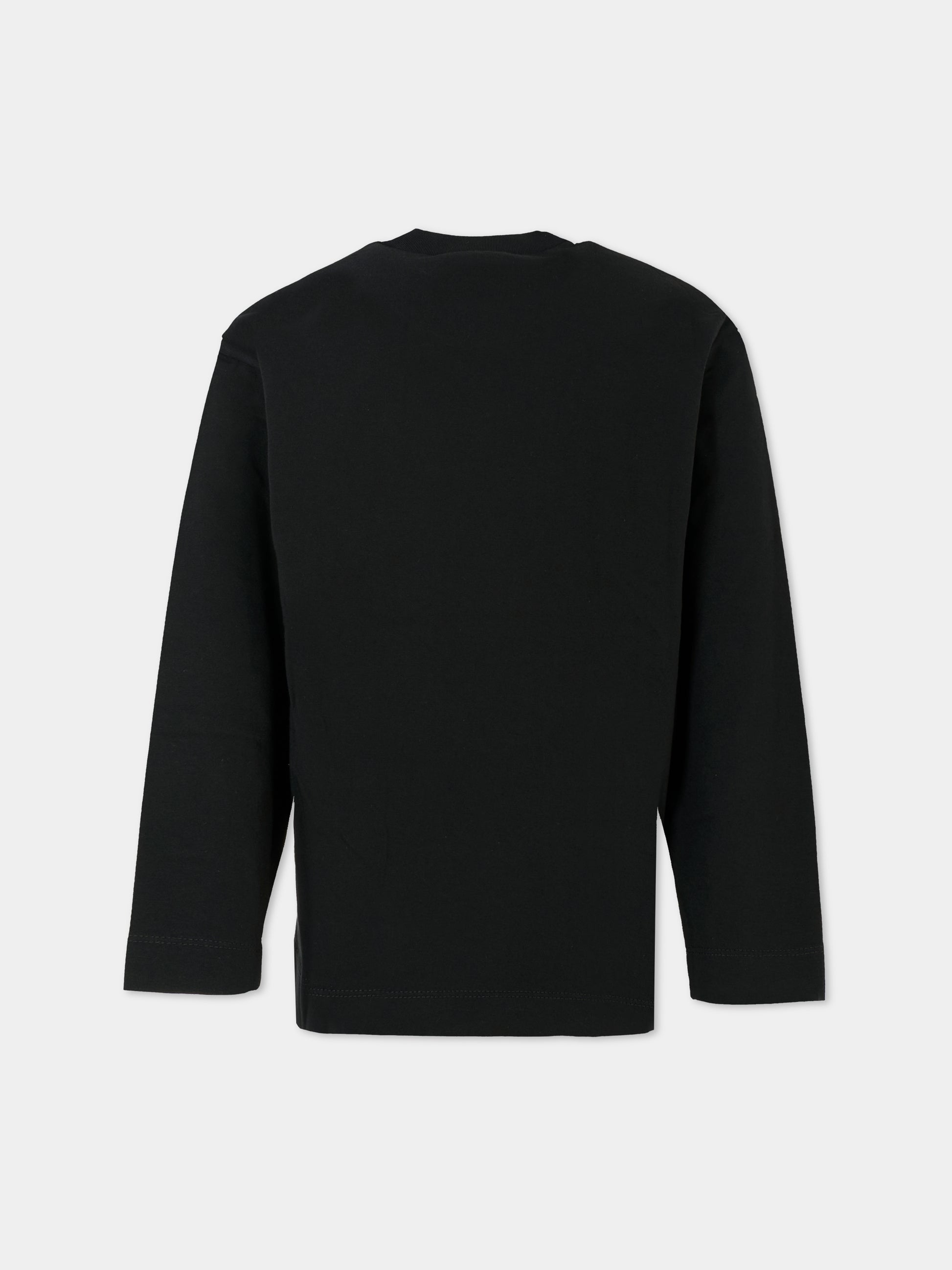 T-shirt nera per bambini con logo bianco,Marni Kids,M01603 M00RF 0M900