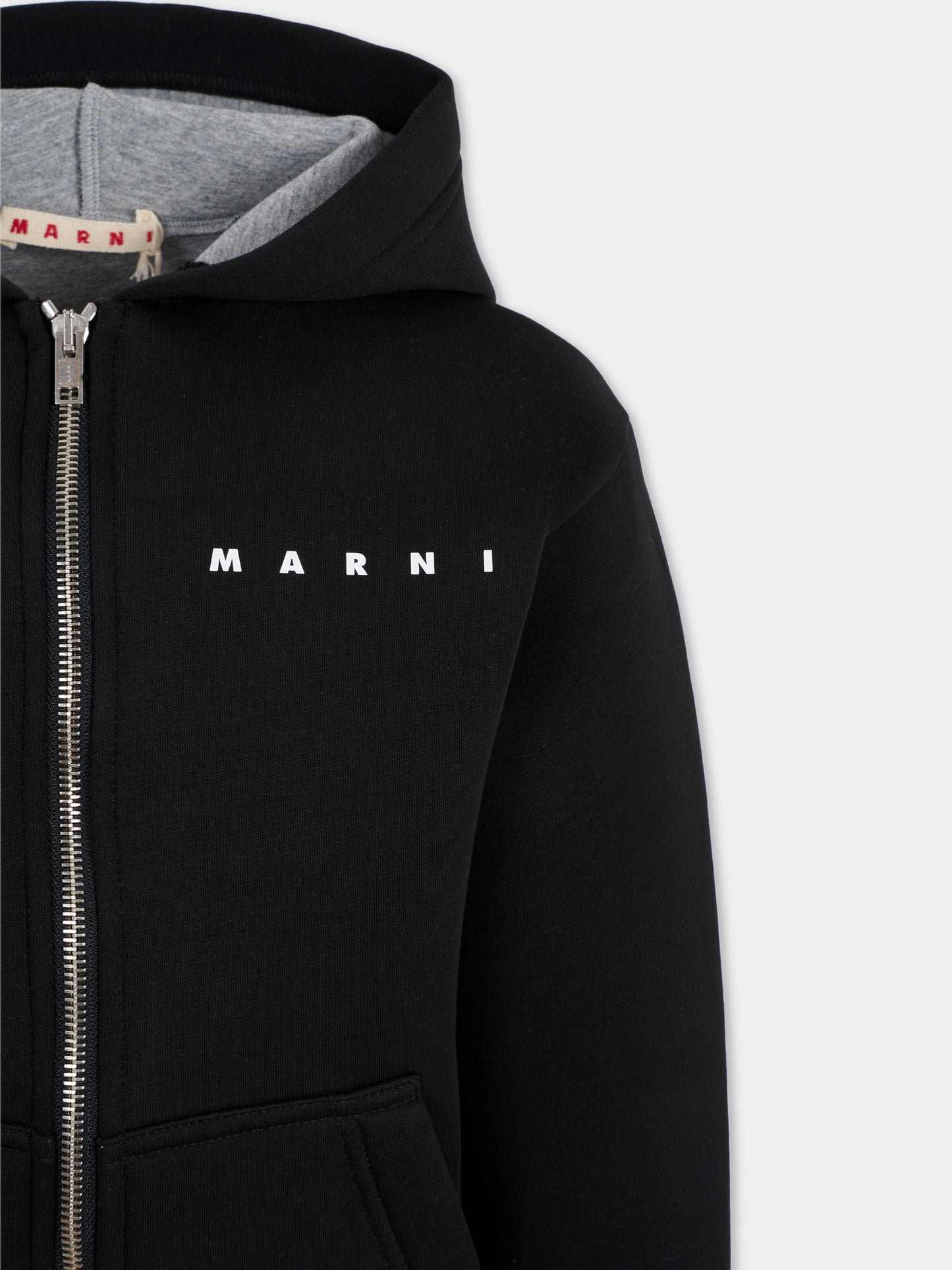 Felpa nera per bambini con logo,Marni Kids,M01625 M00VC 0M900