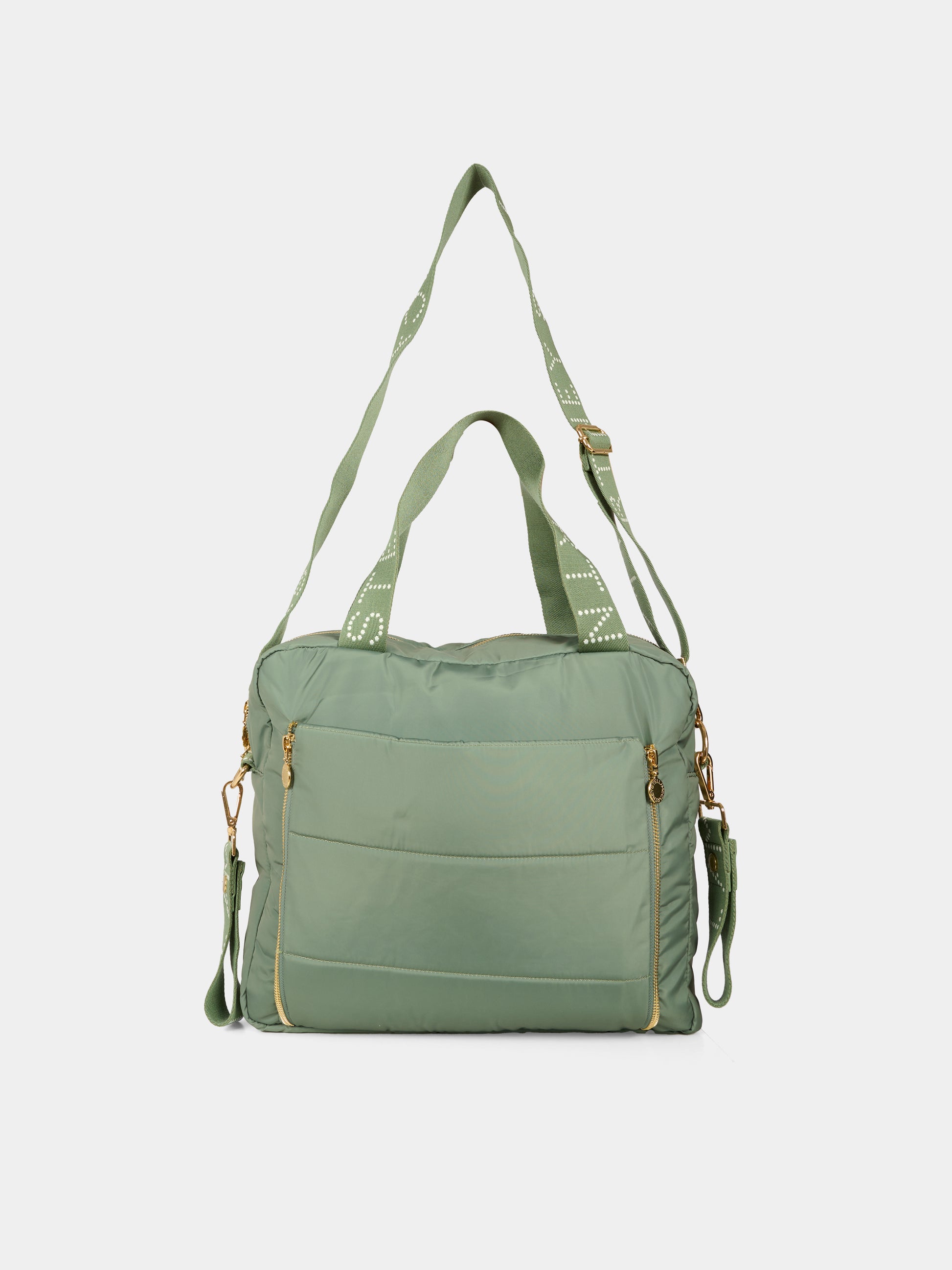 Borsa mamma verde per neonati con logo,Stella Mccartney Kids,TX0568 Z0537 760