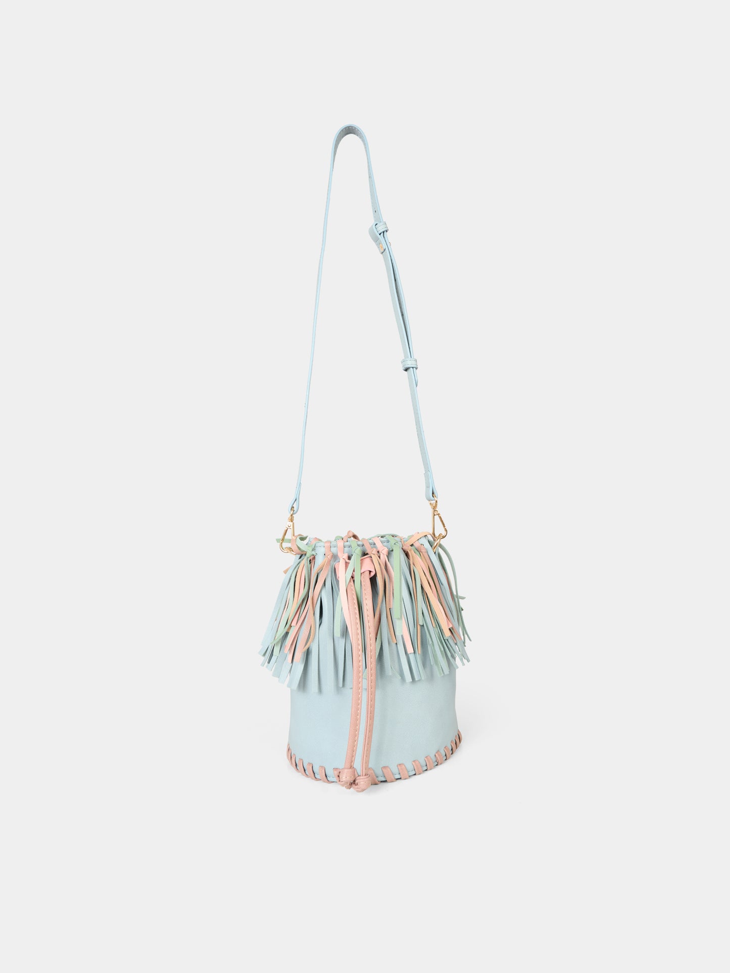 Borsa celeste per bambina con frange,Stella Mccartney Kids,TX0C58 Z3244 923