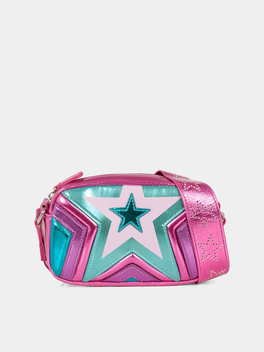 Borsa multicolor per bambina con stella,Stella Mccartney Kids,TX0C68 Z2431 999