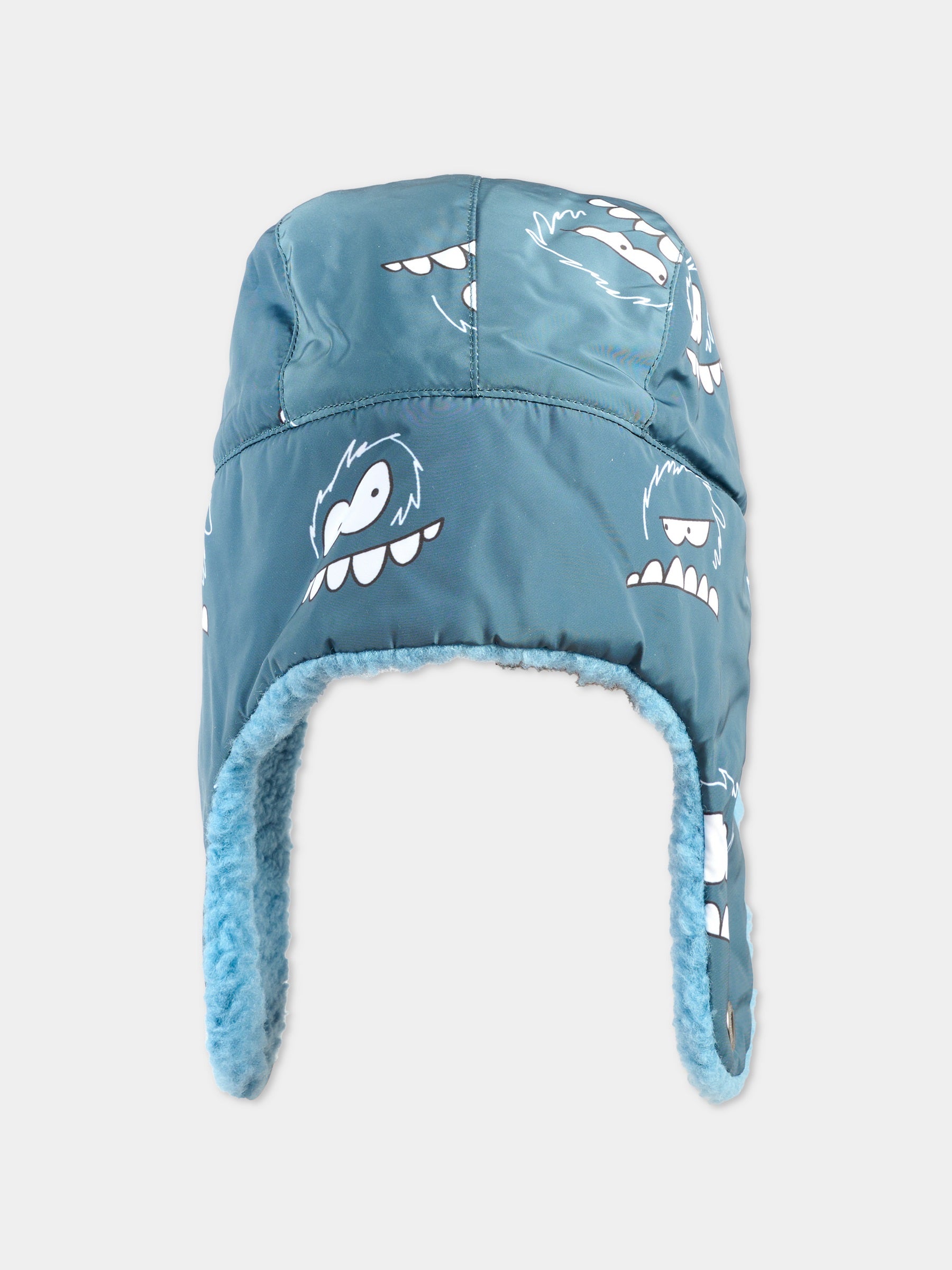 Berretto azzurro per bambino con mostro all over,Stella Mccartney Kids,TX0P77 Z3166 633MC