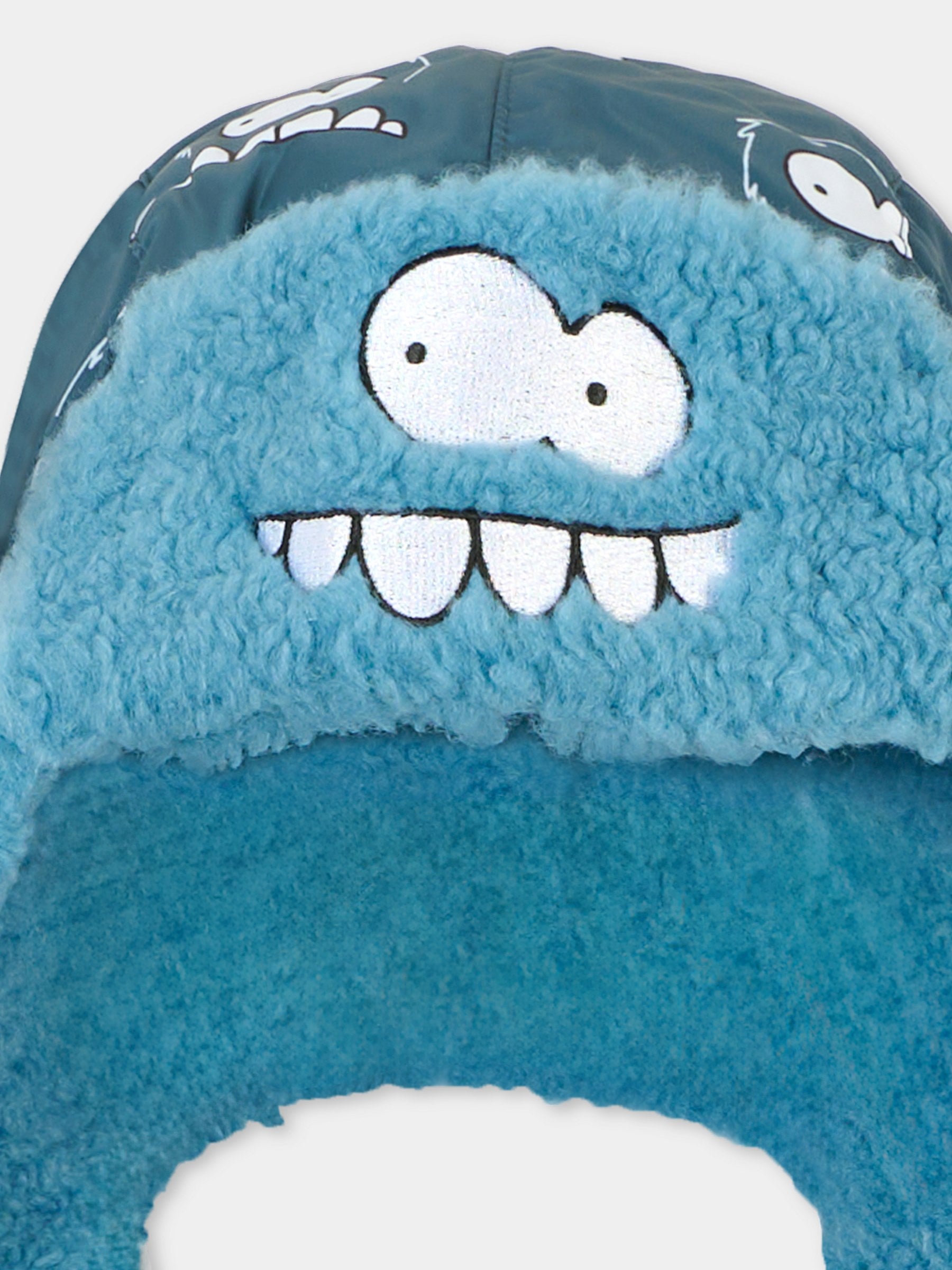 Berretto azzurro per bambino con mostro all over,Stella Mccartney Kids,TX0P77 Z3166 633MC