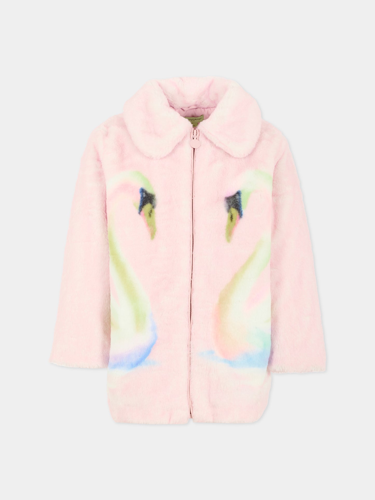 Ecopelliccia lilla per bambina con cigni,Stella Mccartney Kids,TX2C80 Z0654 568