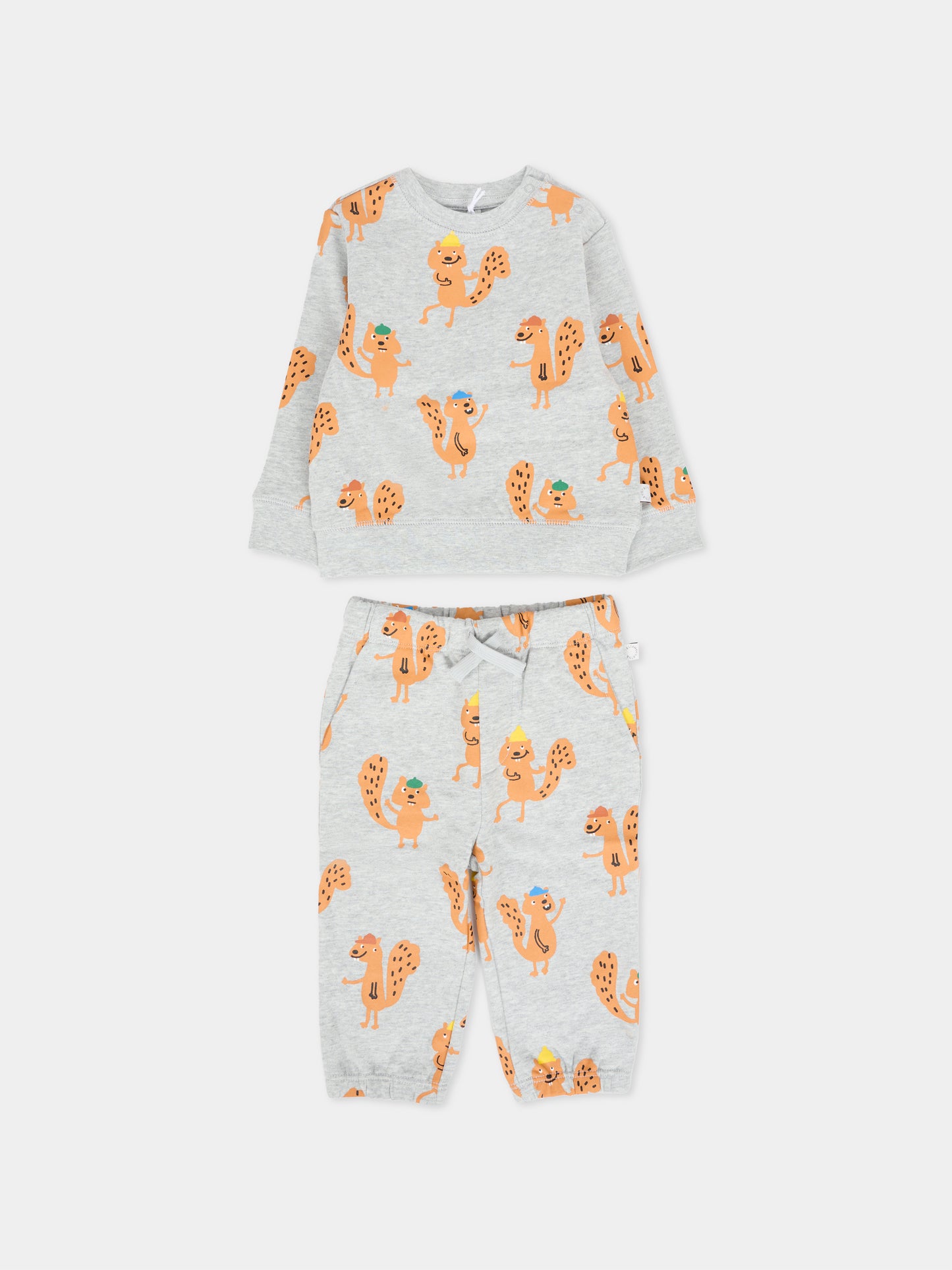 Completo grigio per neonato con scoiattoli,Stella Mccartney Kids,TX3530 Z3199 807MC