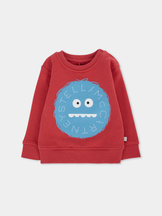 Felpa bordeaux per neonato con stampa mostro,Stella Mccartney Kids,TX4560 Z0453 304