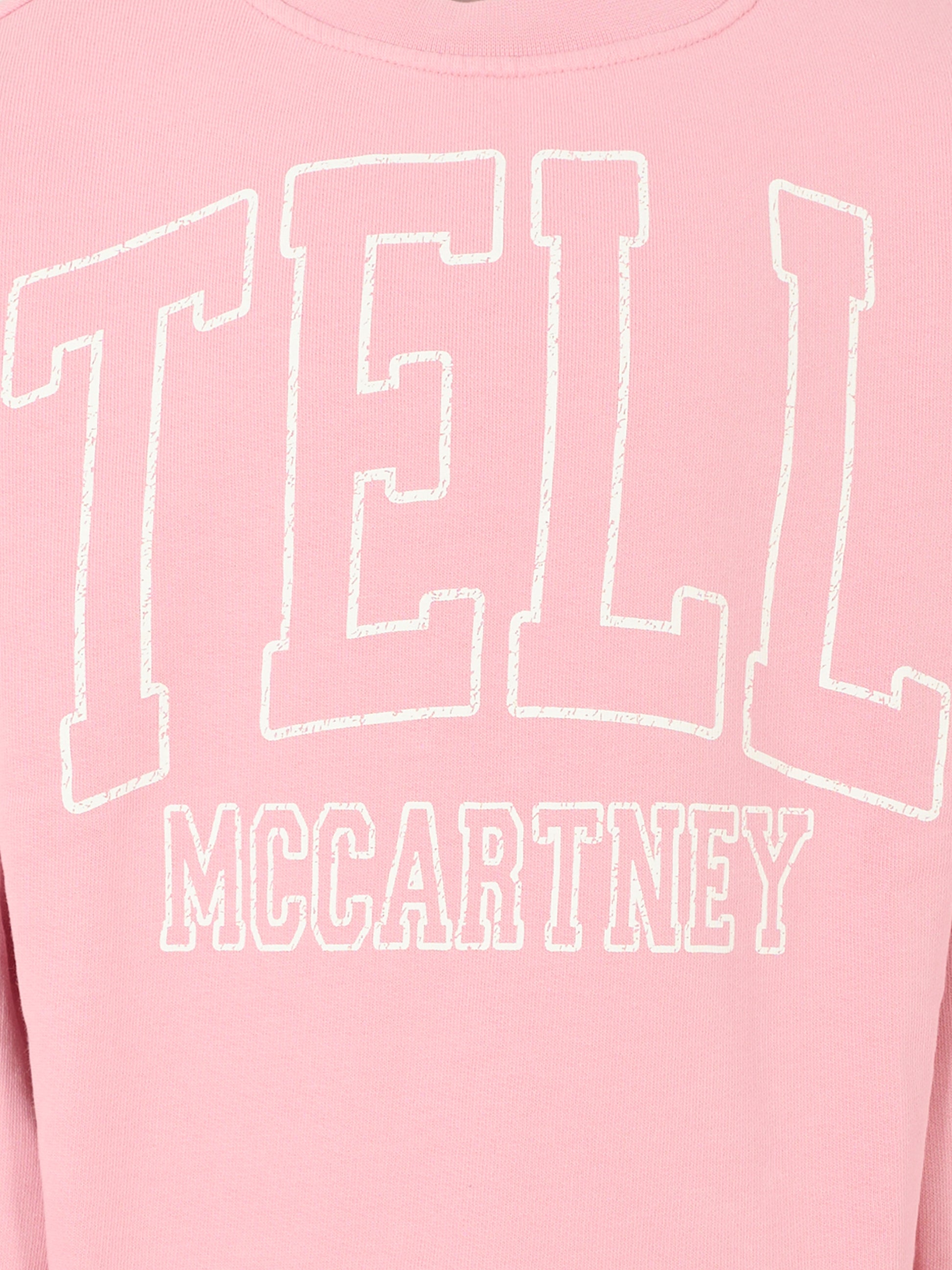 Felpa rosa per bambina con logo bianco,Stella Mccartney Kids,TX4C10 Z0453 51L
