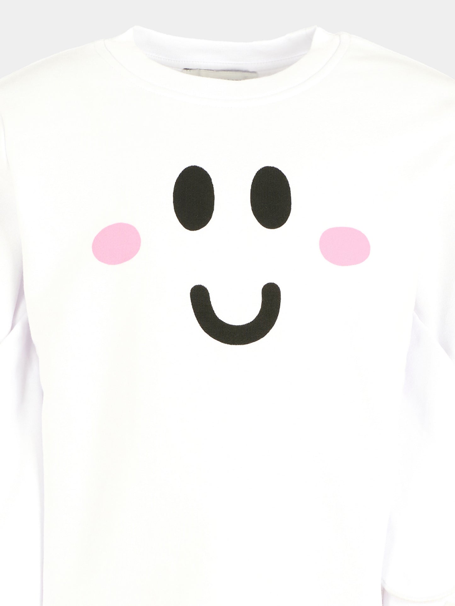 Felpa bianca per bambina con smile,Stella Mccartney Kids,TX4C90 Z0453 100