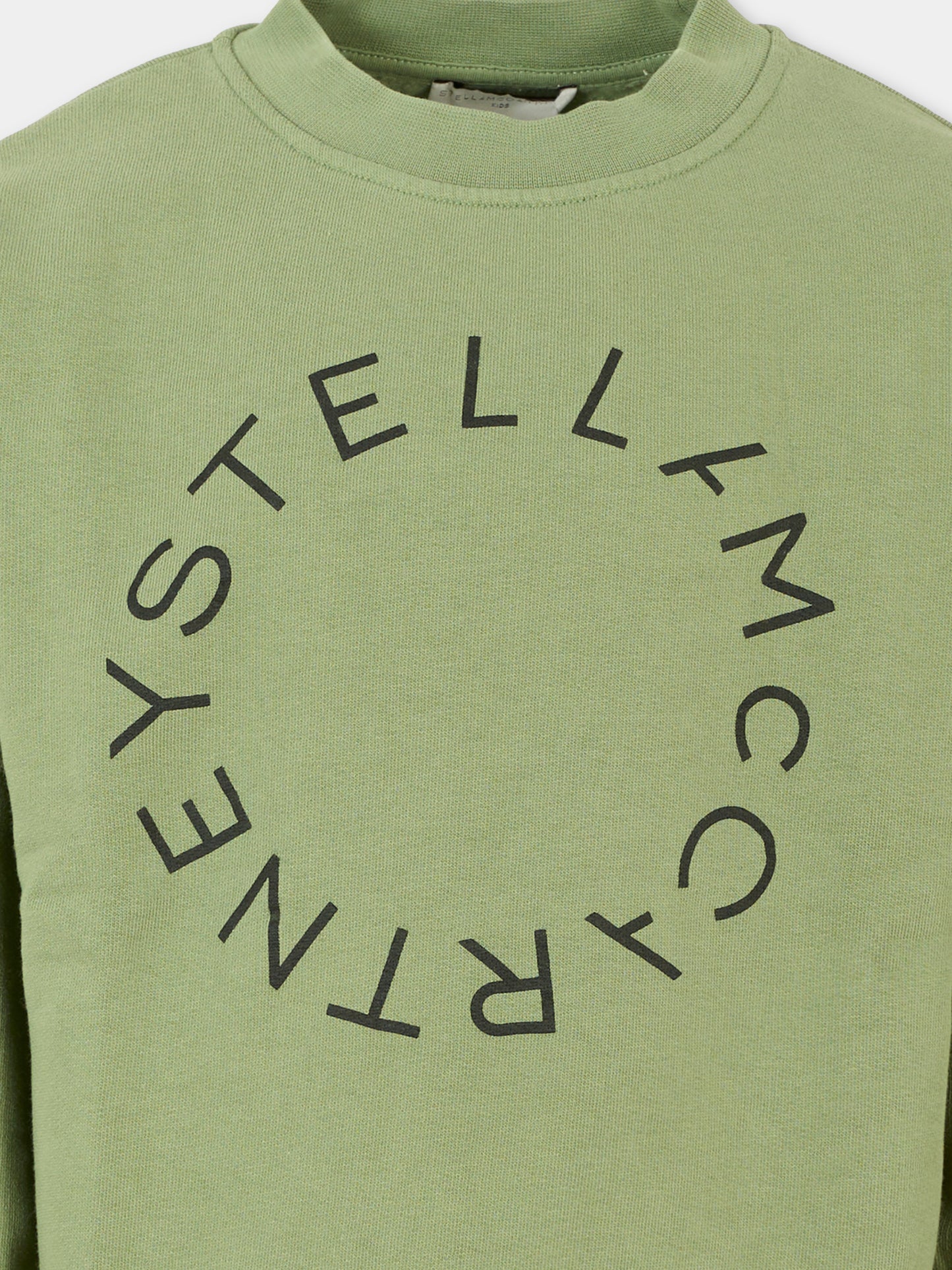 Felpa verde per bambini con logo,Stella Mccartney Kids,TX4R90 Z0453 727