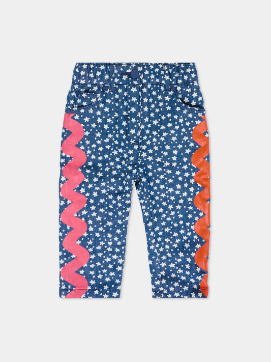 Jeans blu per neonata con stelle,Stella Mccartney Kids,TX6070 Z3193 618BC