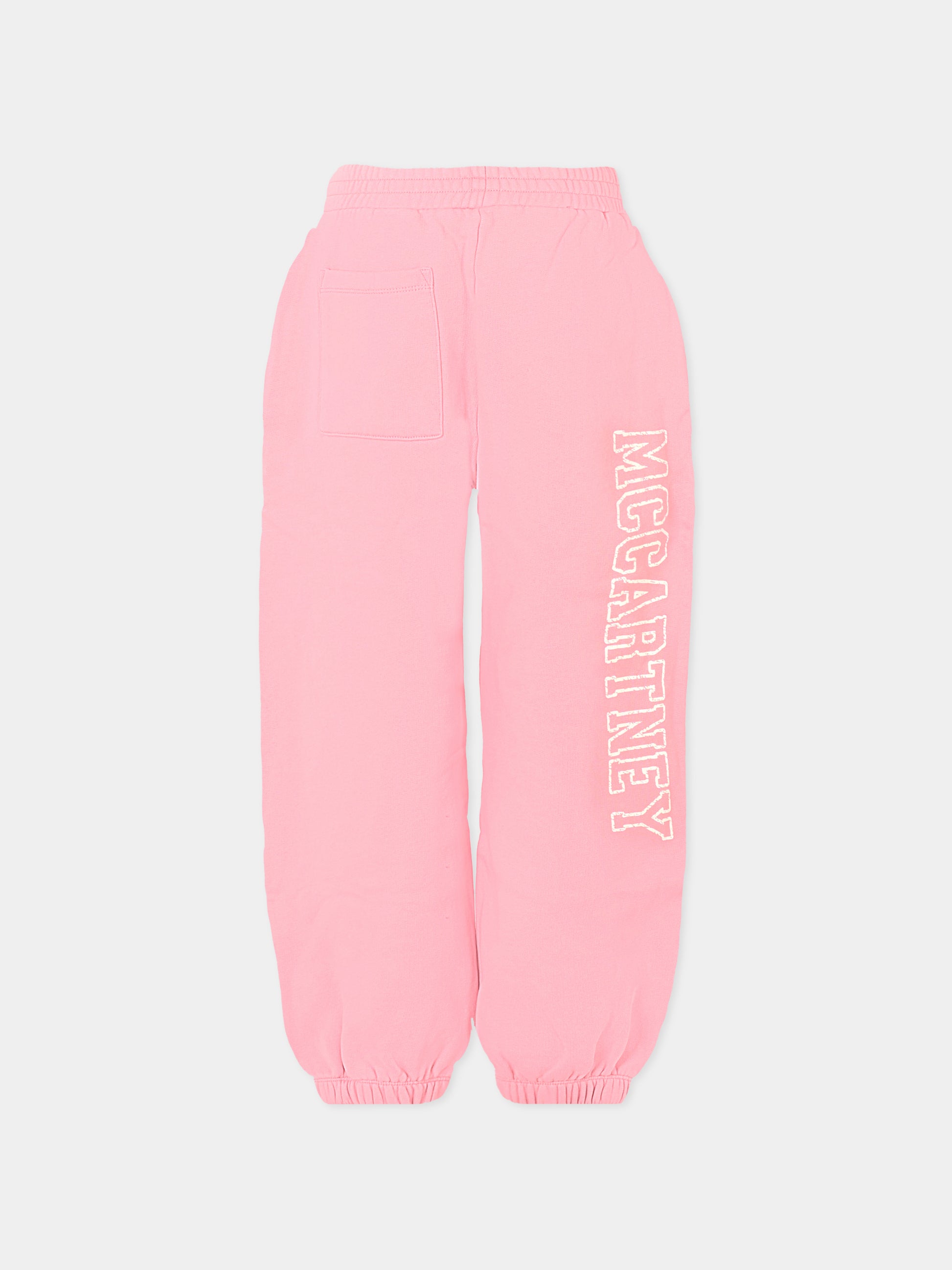 Pantaloni rosa per bambina con logo bianco,Stella Mccartney Kids,TX6C50 Z0453 51L