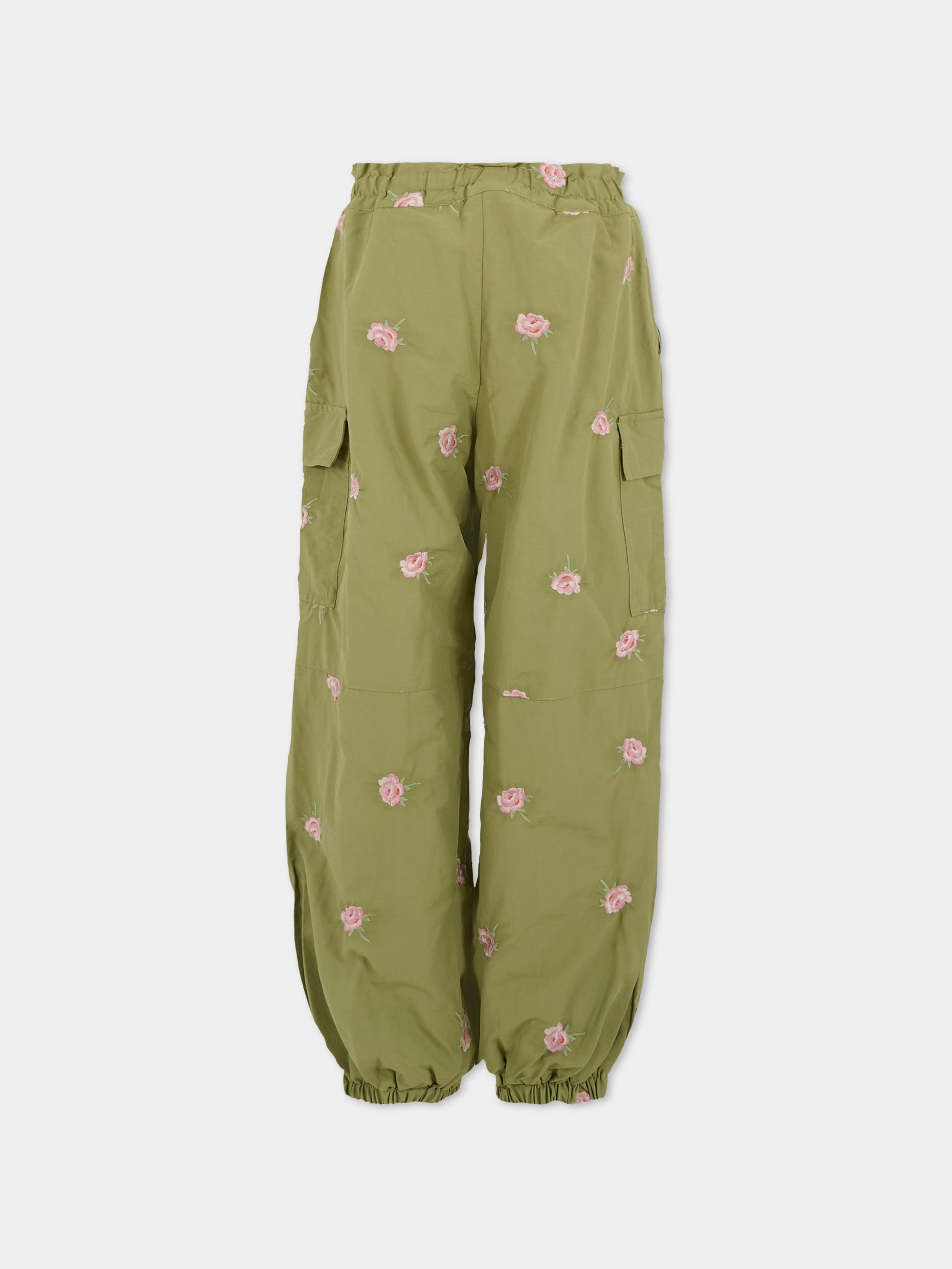 Pantaloni verdi per bambina con fiori,Stella Mccartney Kids,TX6D20 Z3054 727EM