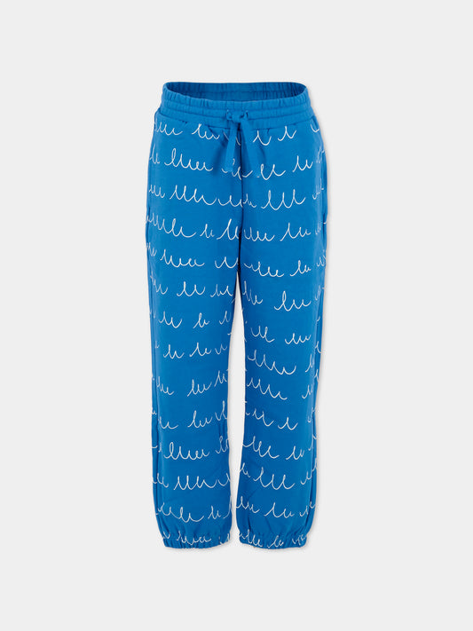 Pantaloni blu per bambino con dettagli bianchi,Stella Mccartney Kids,TX6Q30 Z3154 60QBC