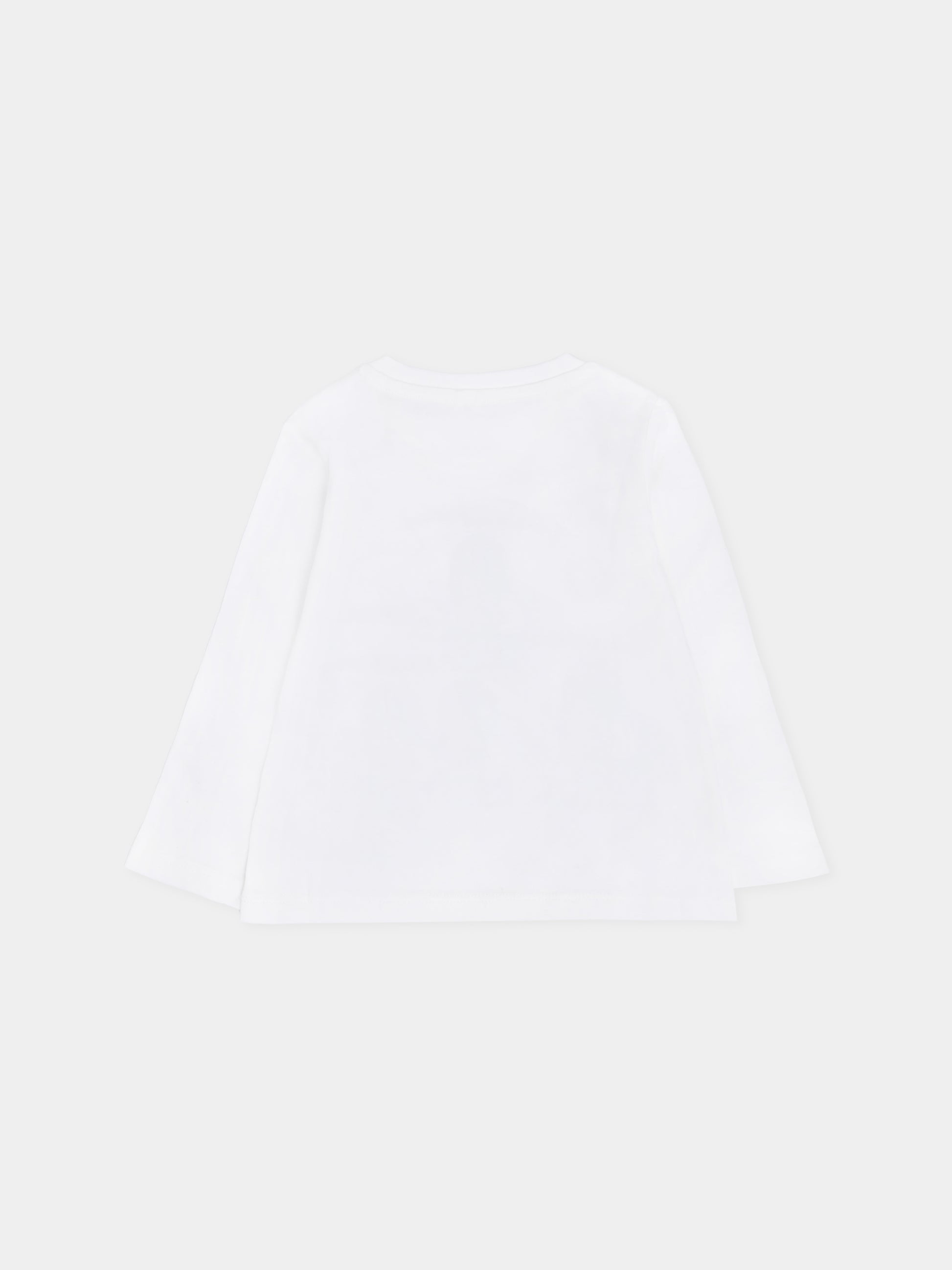 T-shirt avorio per neonato con stella azzurra e logo,Stella Mccartney Kids,TX8100 Z0434 101