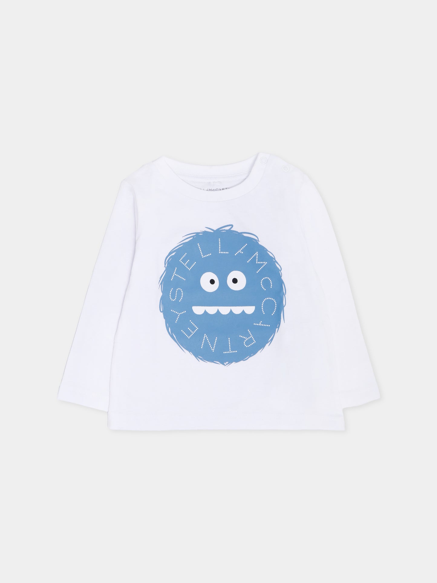 T-shirt bianca per neonato con mostro,Stella Mccartney Kids,TX8570 Z0434 100