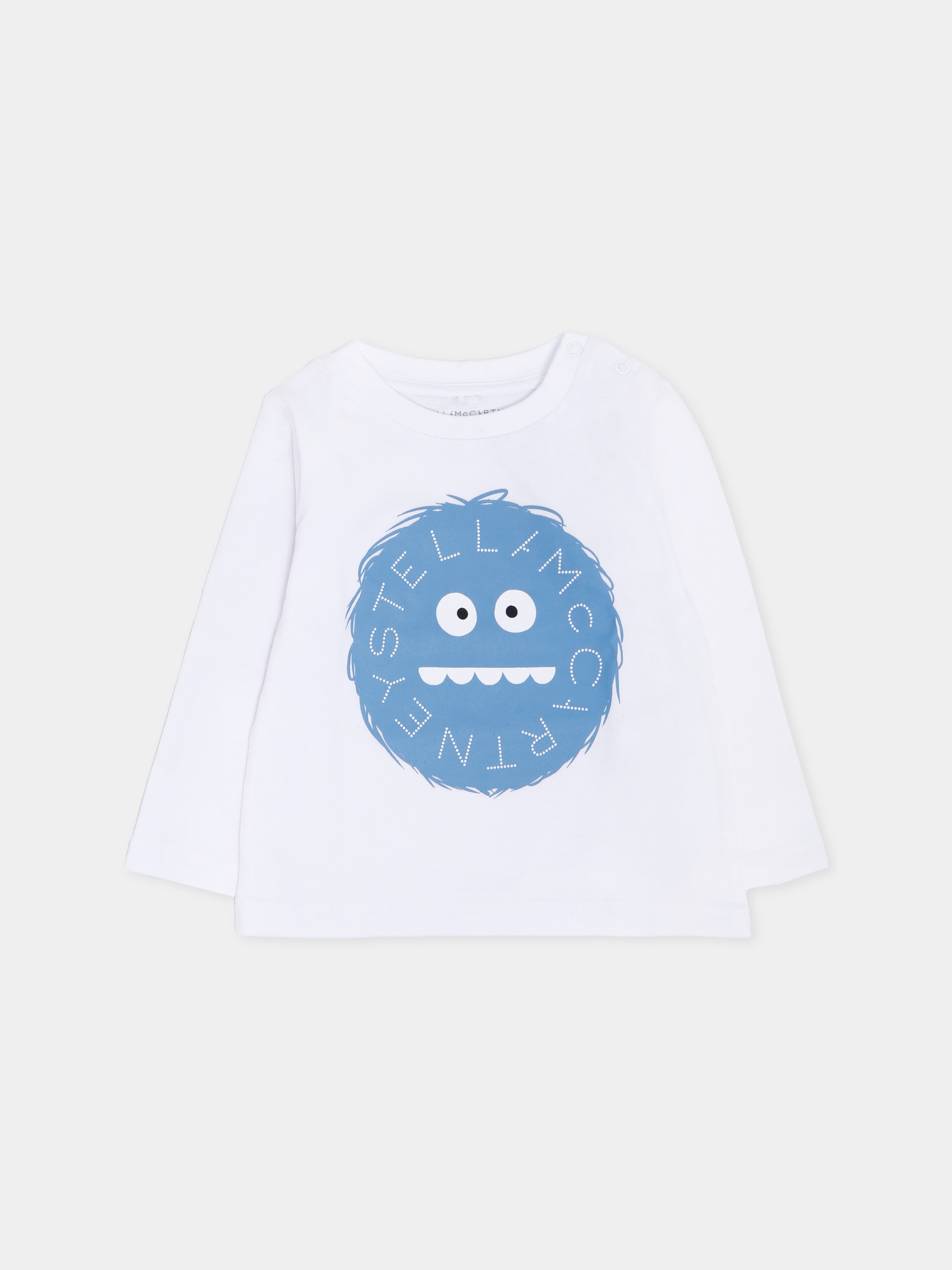 T-shirt bianca per neonato con mostro,Stella Mccartney Kids,TX8570 Z0434 100