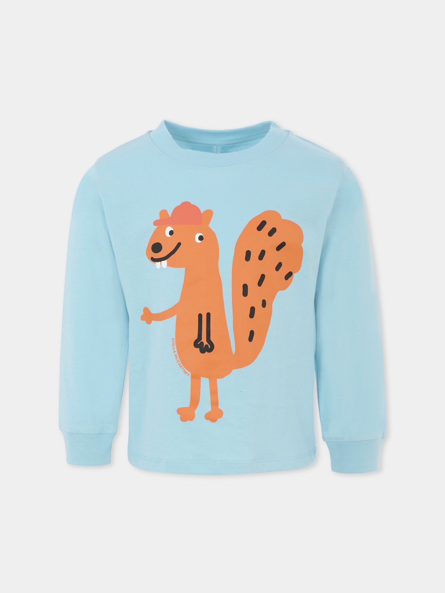 T-shirt azzurra per bambino con scoiattolo,Stella Mccartney Kids,TX8R00 Z0434 670