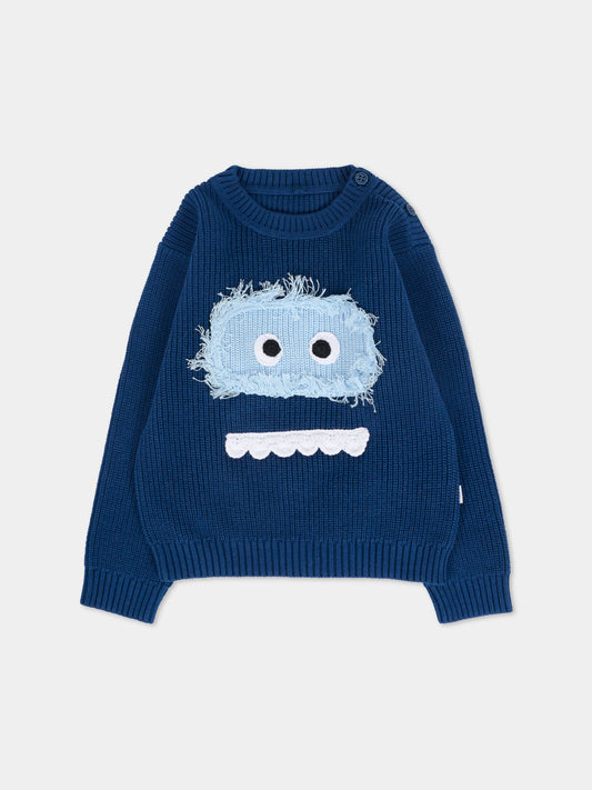 Maglione blu per neonato con Yeti,Stella Mccartney Kids,TX9510 Z1528 633