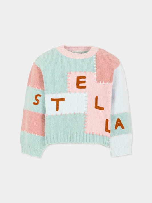 Maglione multicolor per bambina con logo,Stella Mccartney Kids,TX9A40 Z3367 999