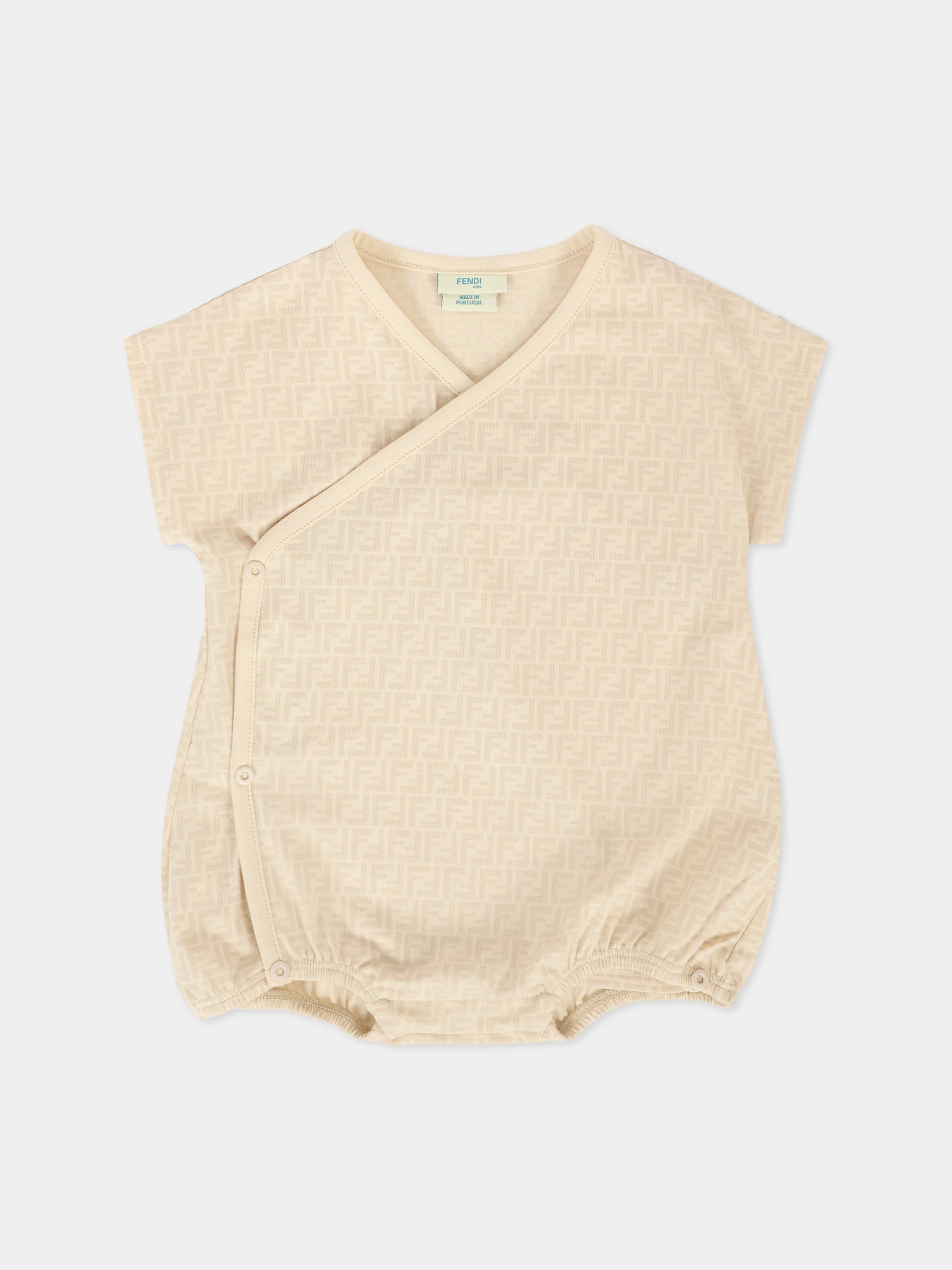 Set beige per neonati con FF e logo,Fendi Kids,BUK142 ST8 F19J5