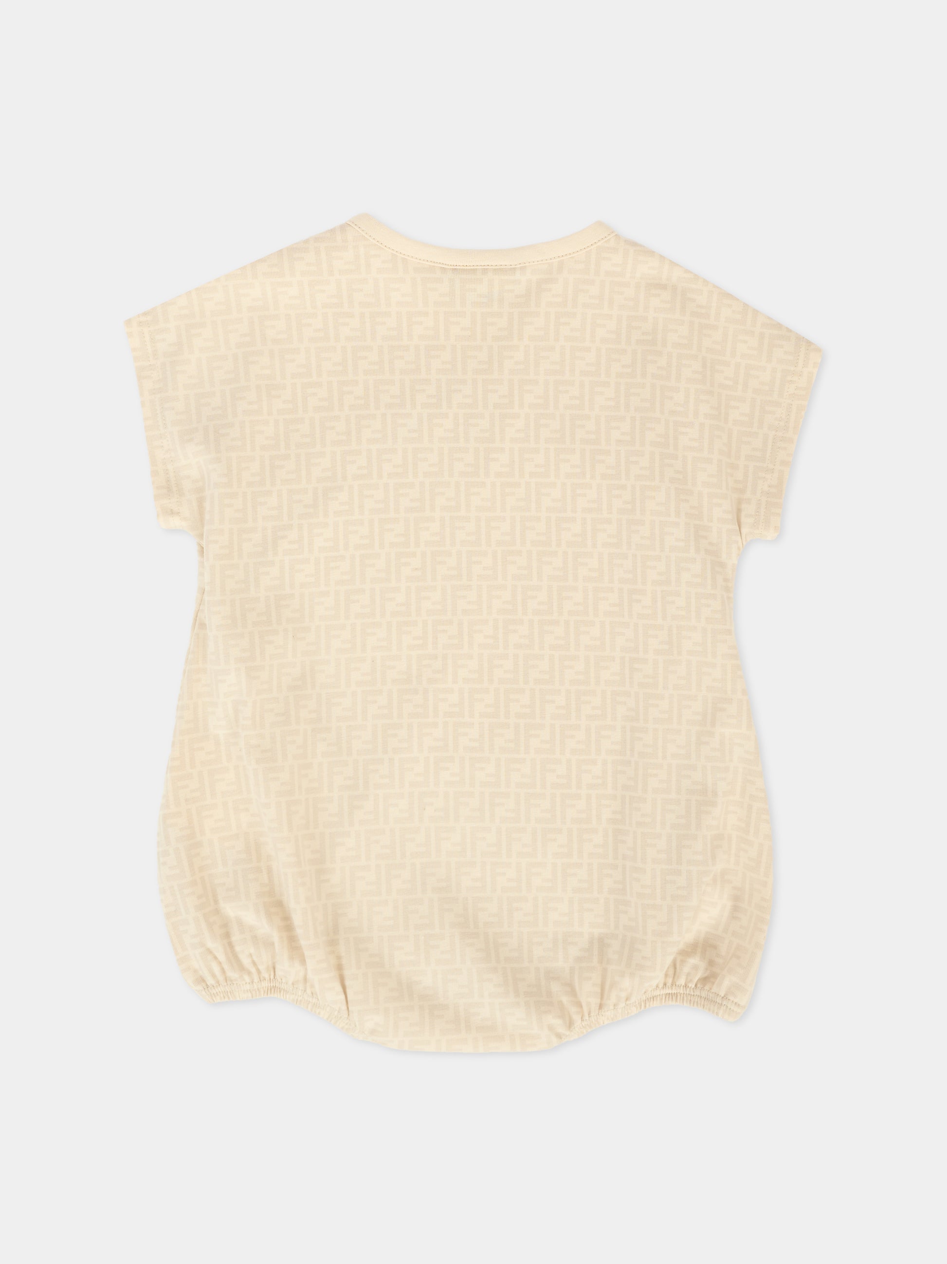 Set beige per neonati con FF e logo,Fendi Kids,BUK142 ST8 F19J5