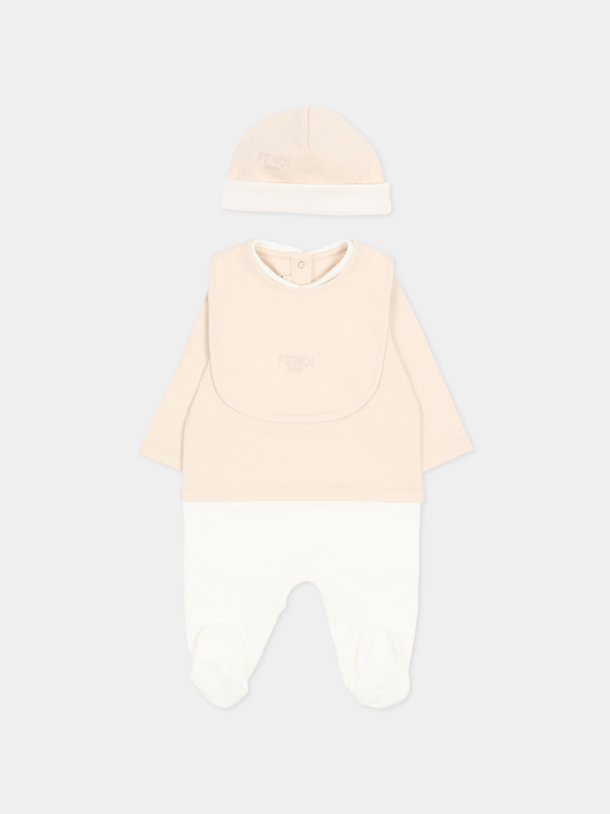 Set tutine beige per neonati con logo,Fendi Kids,BUK146 8RA F19J5