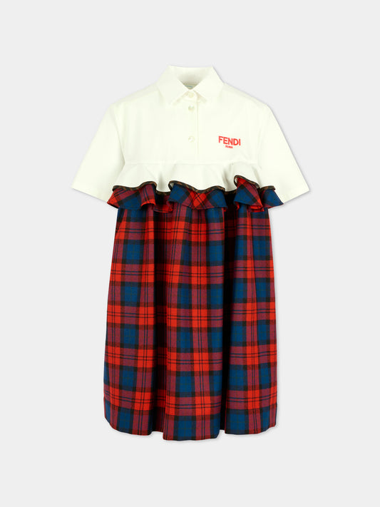 Vestito rosso per bambina con logo,Fendi Kids,JFB796 AUKJ F1SAX