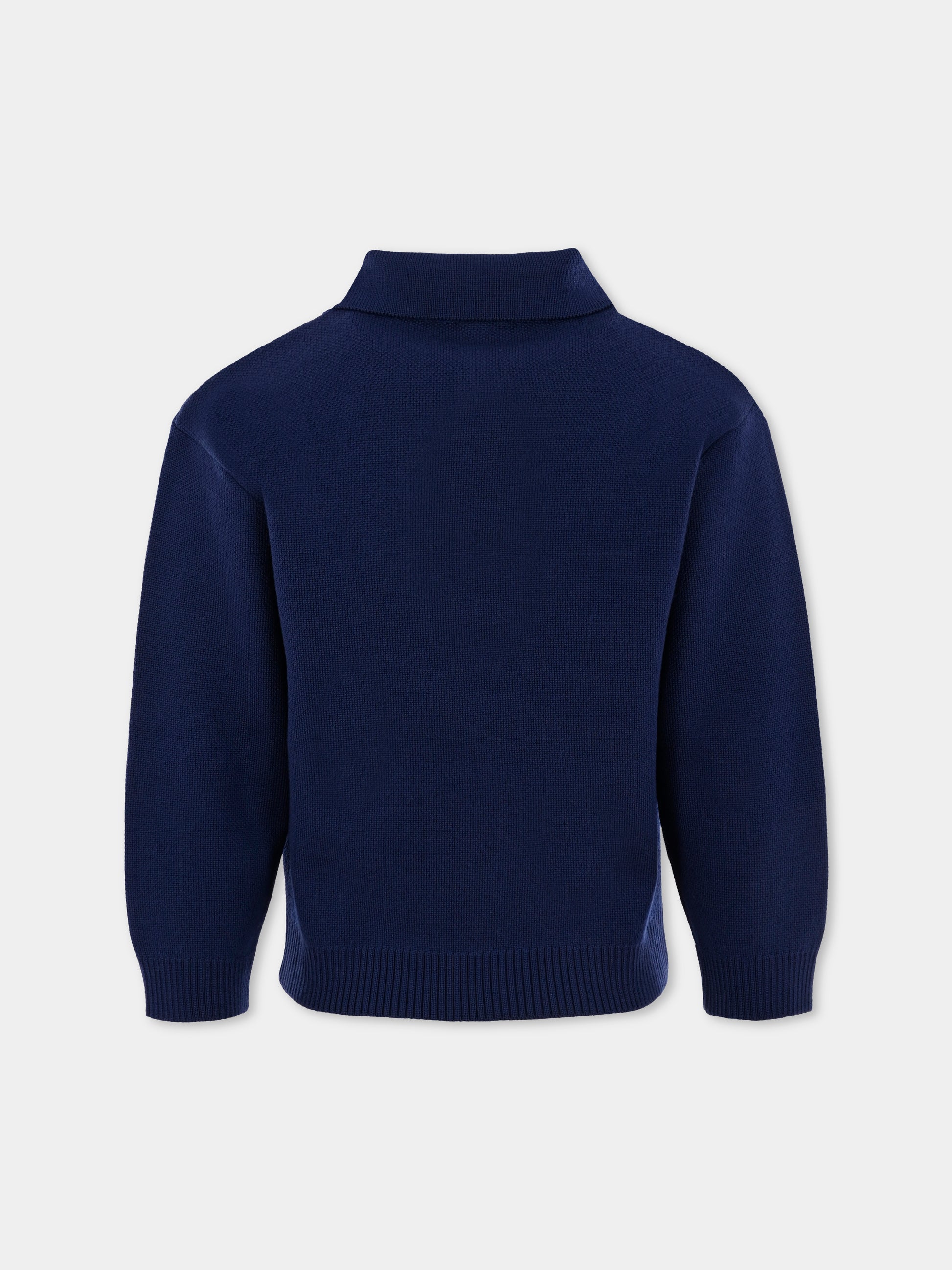 Polo blu per bambino con logo ricamato,Fendi Kids,JMG128 AUKU F1I11