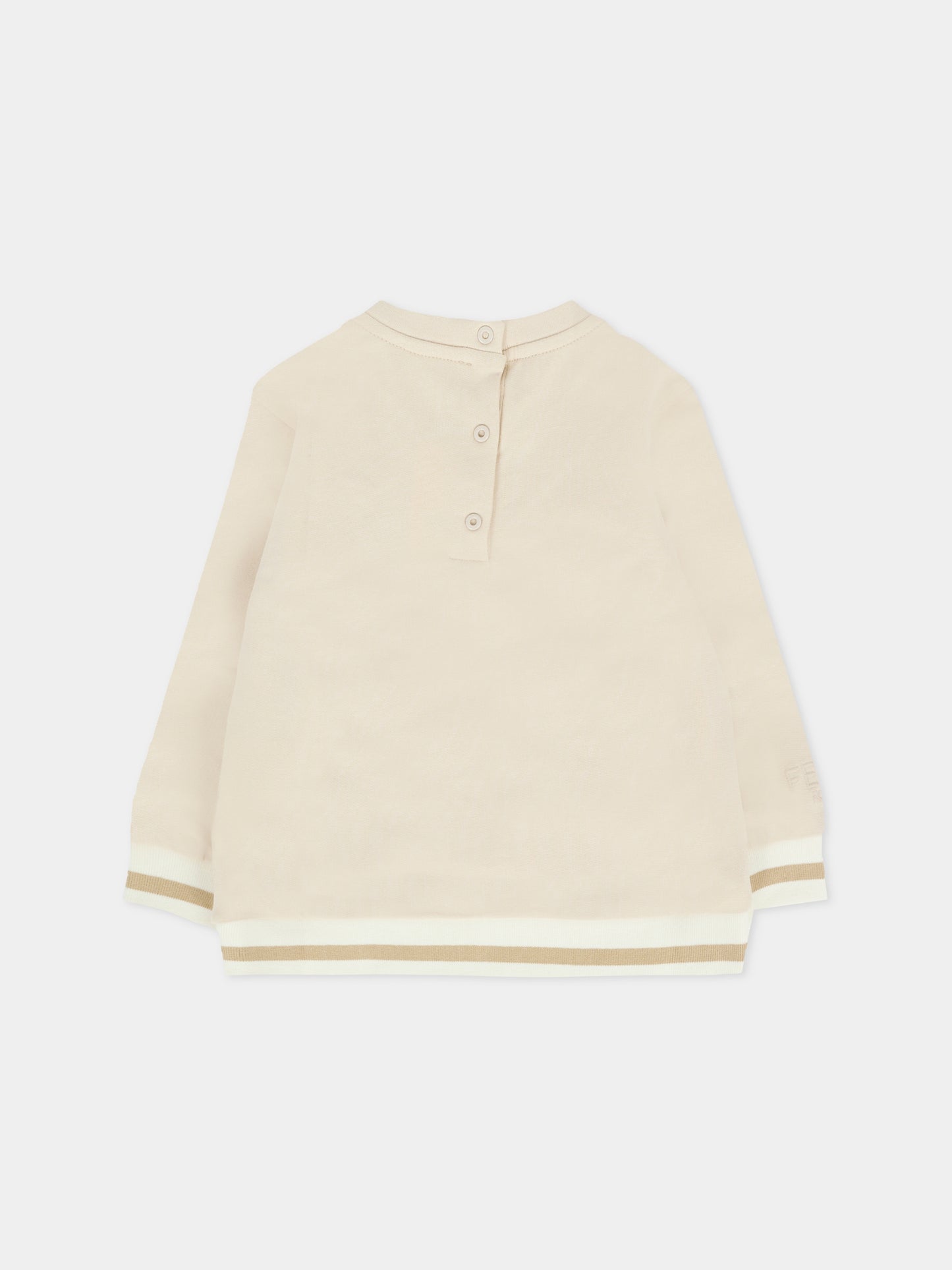 Felpa beige per neonati con orsetto Fendi,Fendi Kids,BUH088 8RA F19J5
