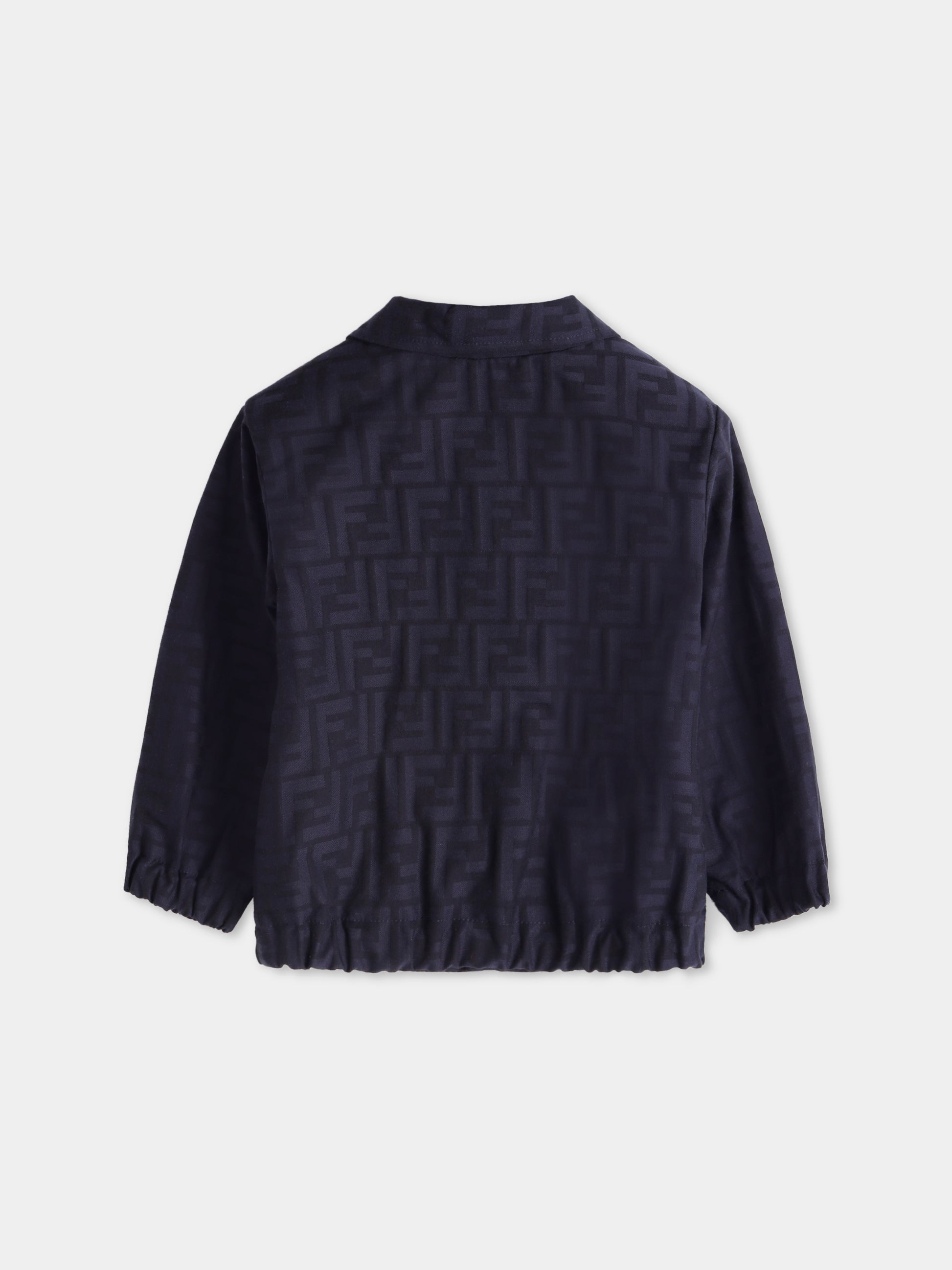 Giacca blu con FF all-over per neonato,Fendi Kids,BMA139 AS64 F1I11