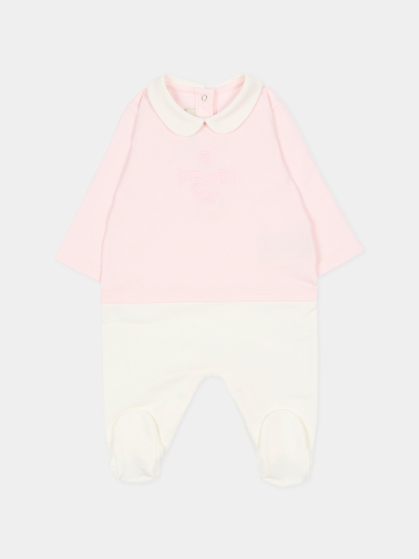 Ensemble combinaison rose pour bébé fille avec logo