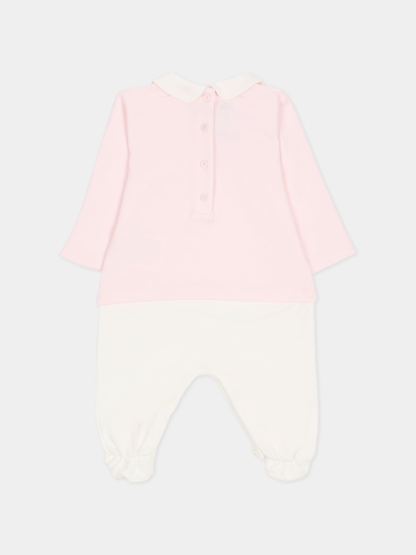 Ensemble combinaison rose pour bébé fille avec logo