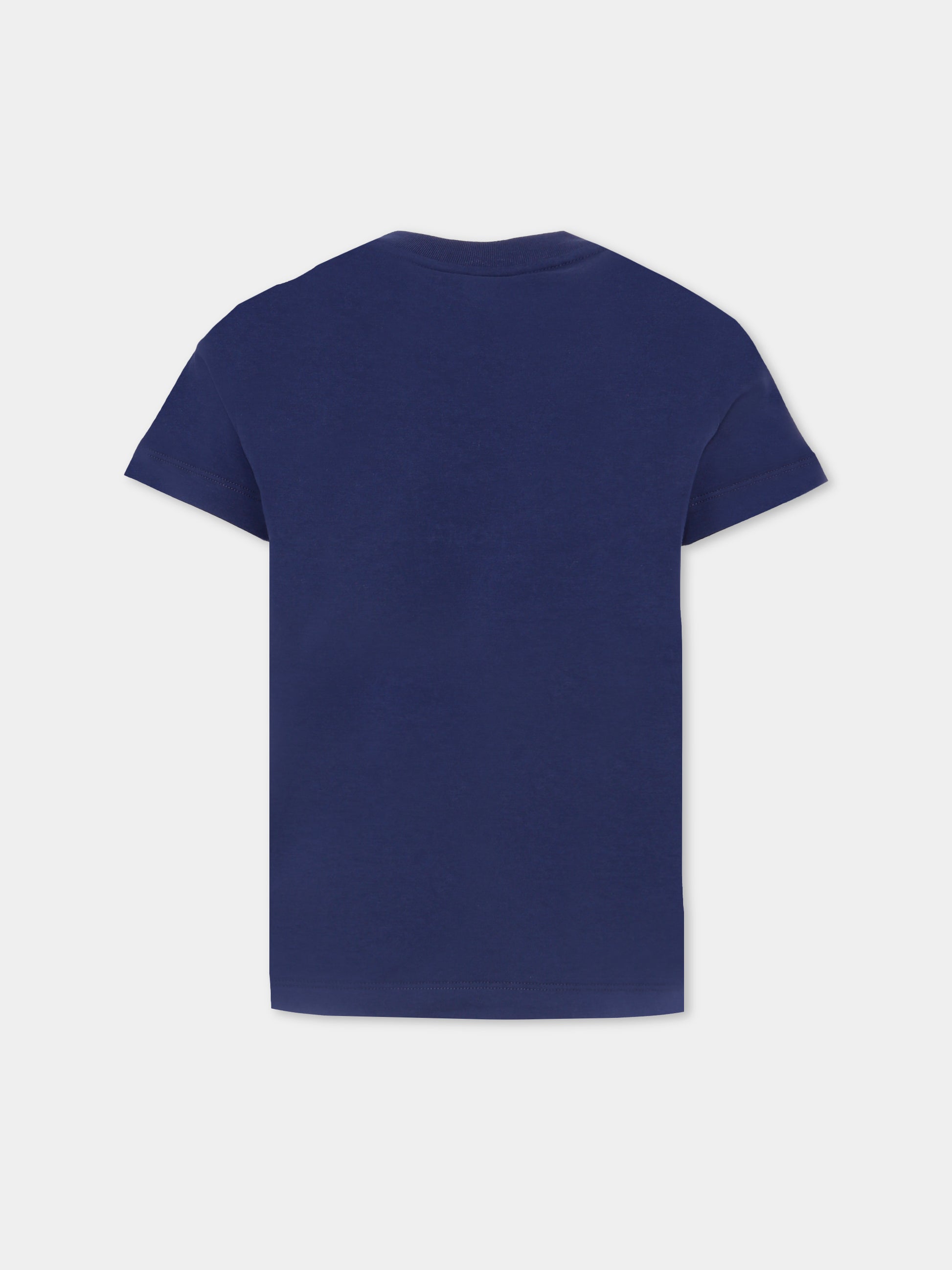 T-shirt blu con logo per bambino,Fendi Kids,JMI487 7AJ F1I11